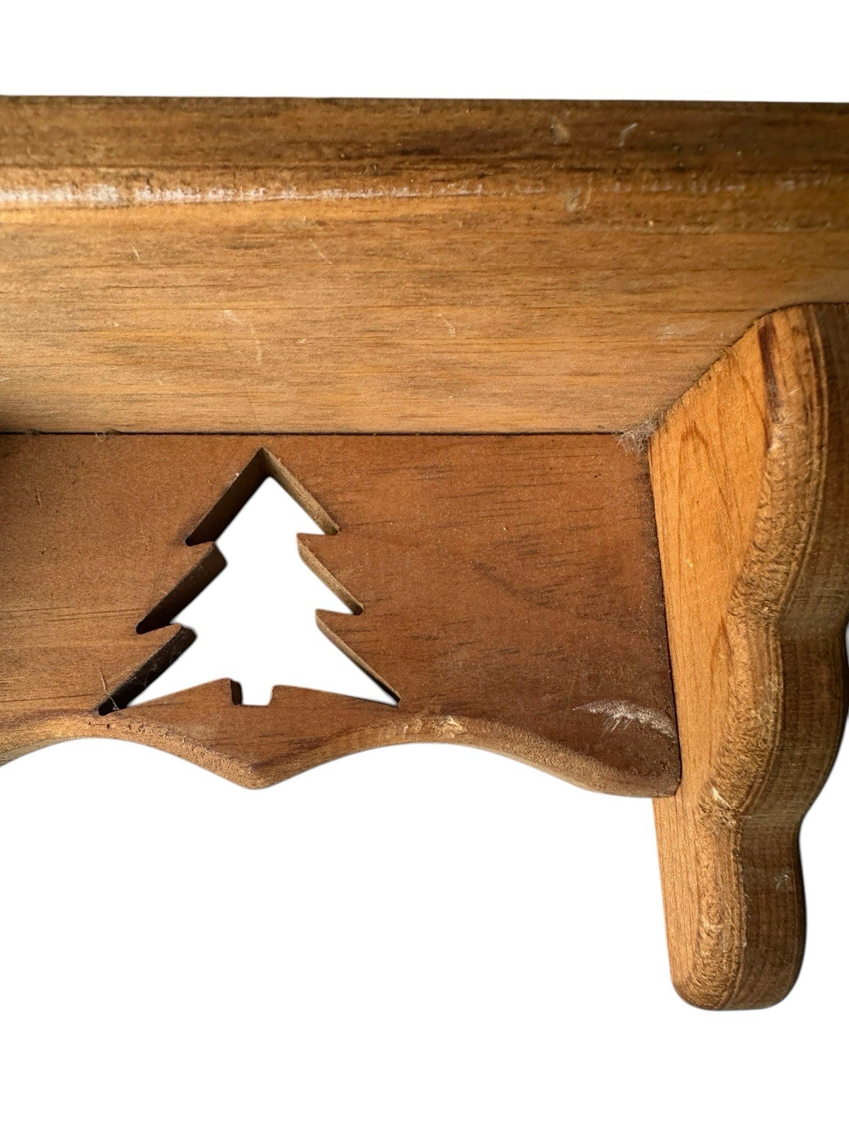 Rustic Wooden Wall Shelf Pine Tree Cutout Cabin Lodge Decor Small 10in
