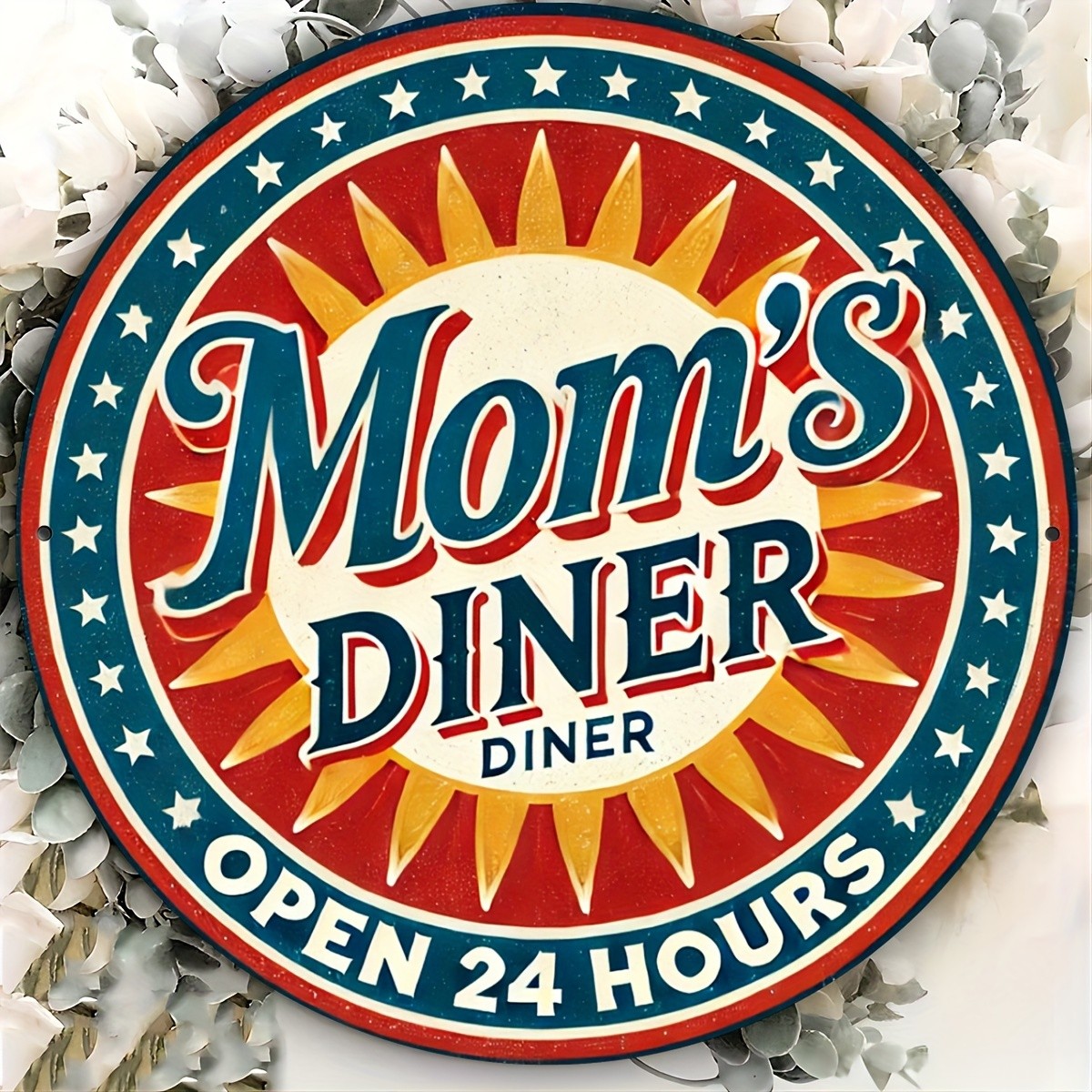Tin Metal Signs 8×8 inches Vintage Style Metal Aluminum Wall Art Sign, “Mom’s Di