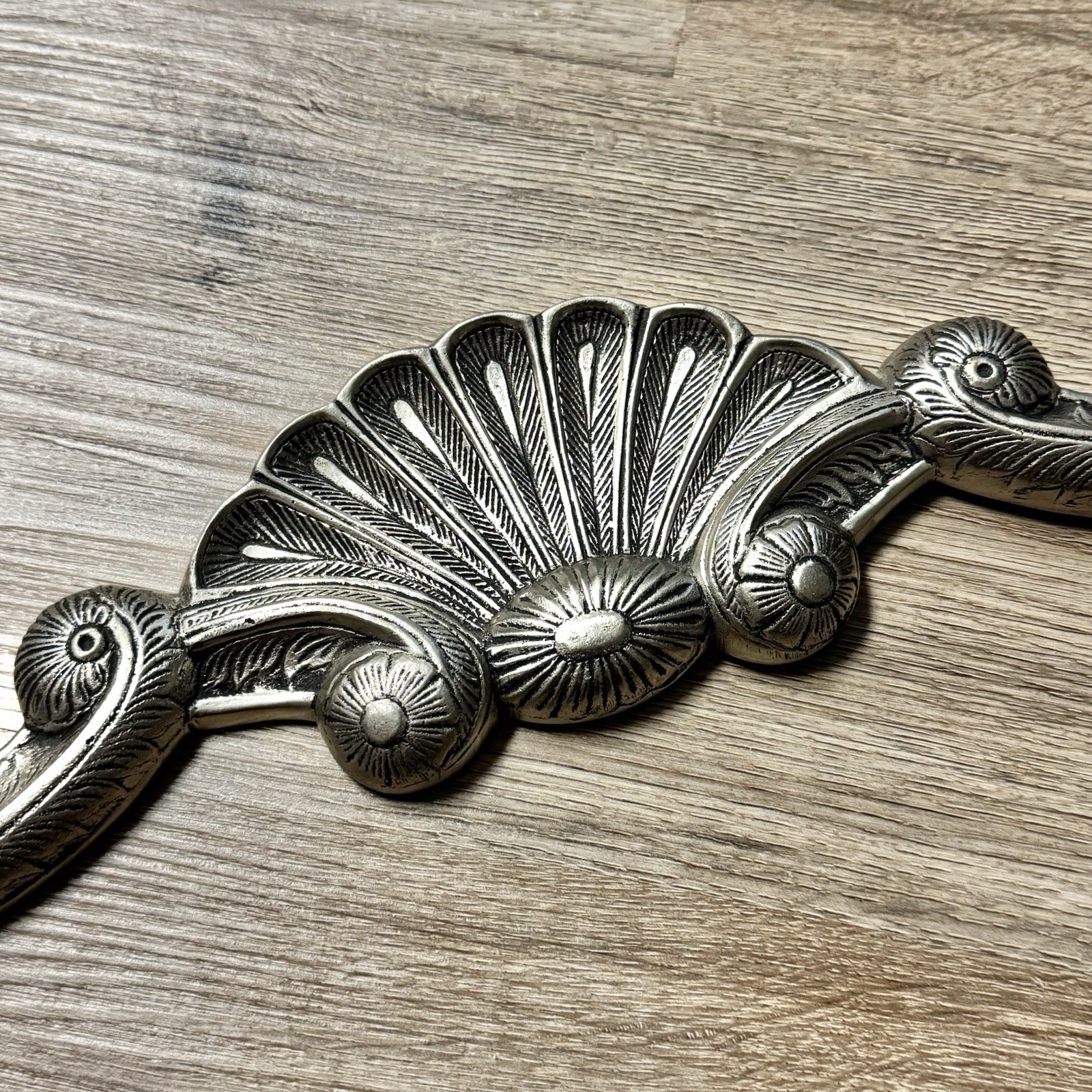Vtg India Silver Metal Ornate Victorian Scroll Decorative Wall Hanging Decor