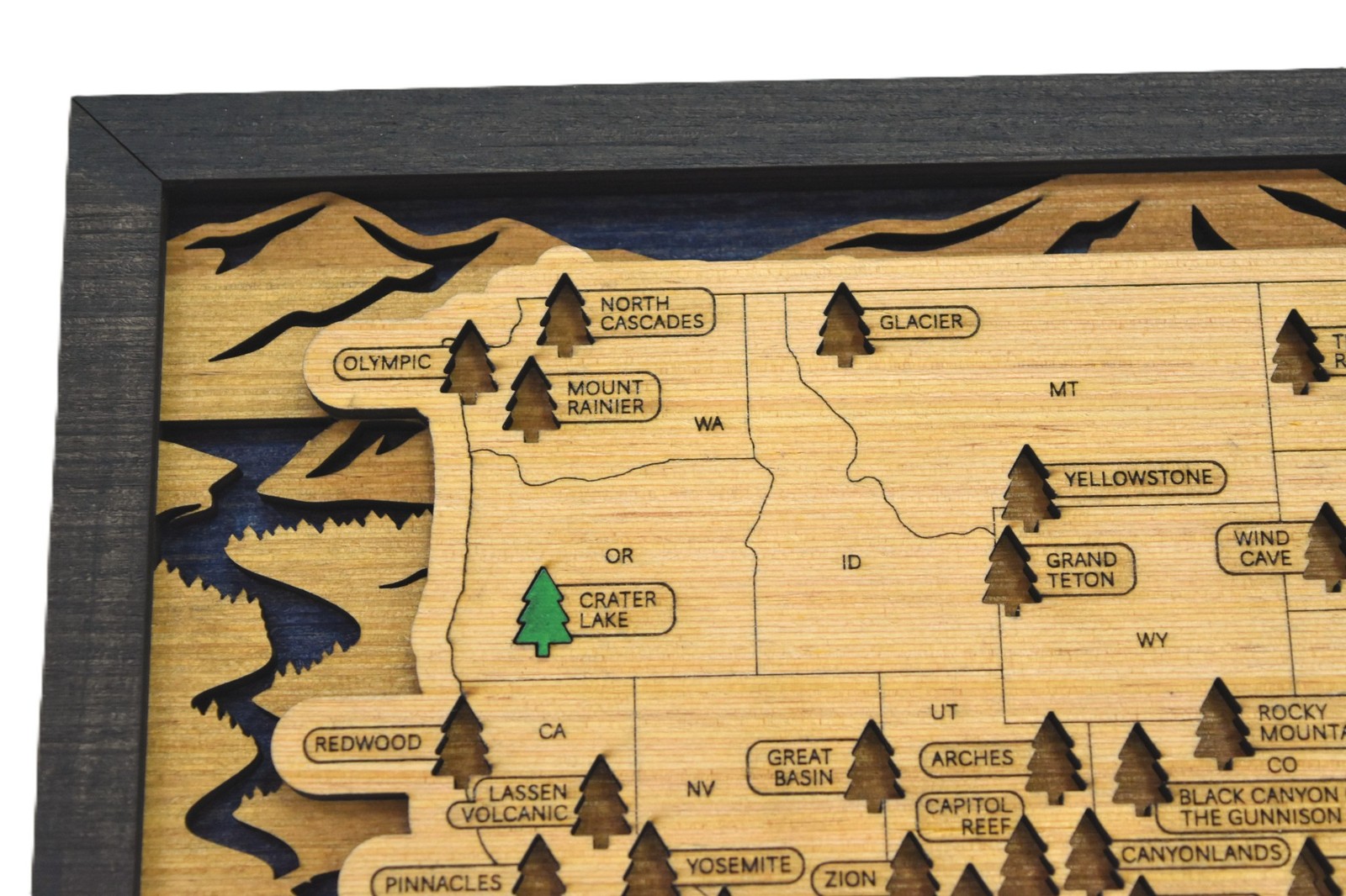 Handmade Wood National Parks Travel Map