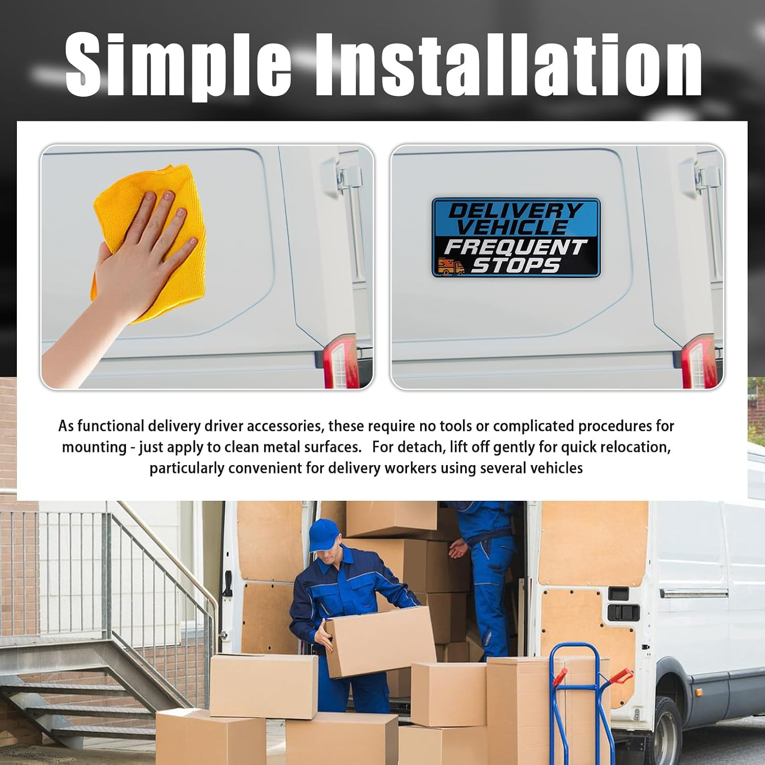 2PCS Reflective Delivery Driver Magnet Car Sign Frequent Stops 9×4 Vehicle