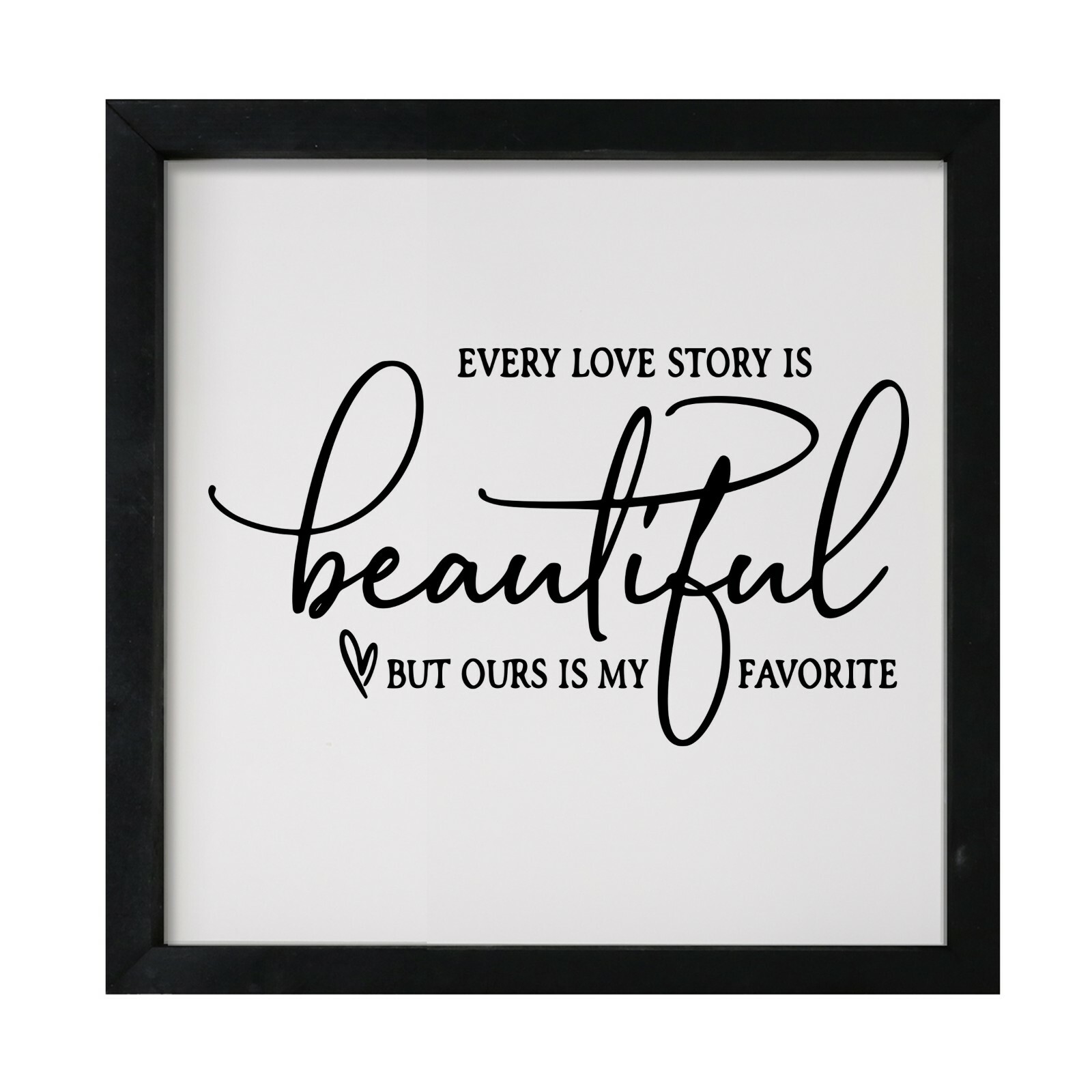 Inspirational 7×7 Wooden Framed Shadow Box Modern Wall Art Decor – Love Story