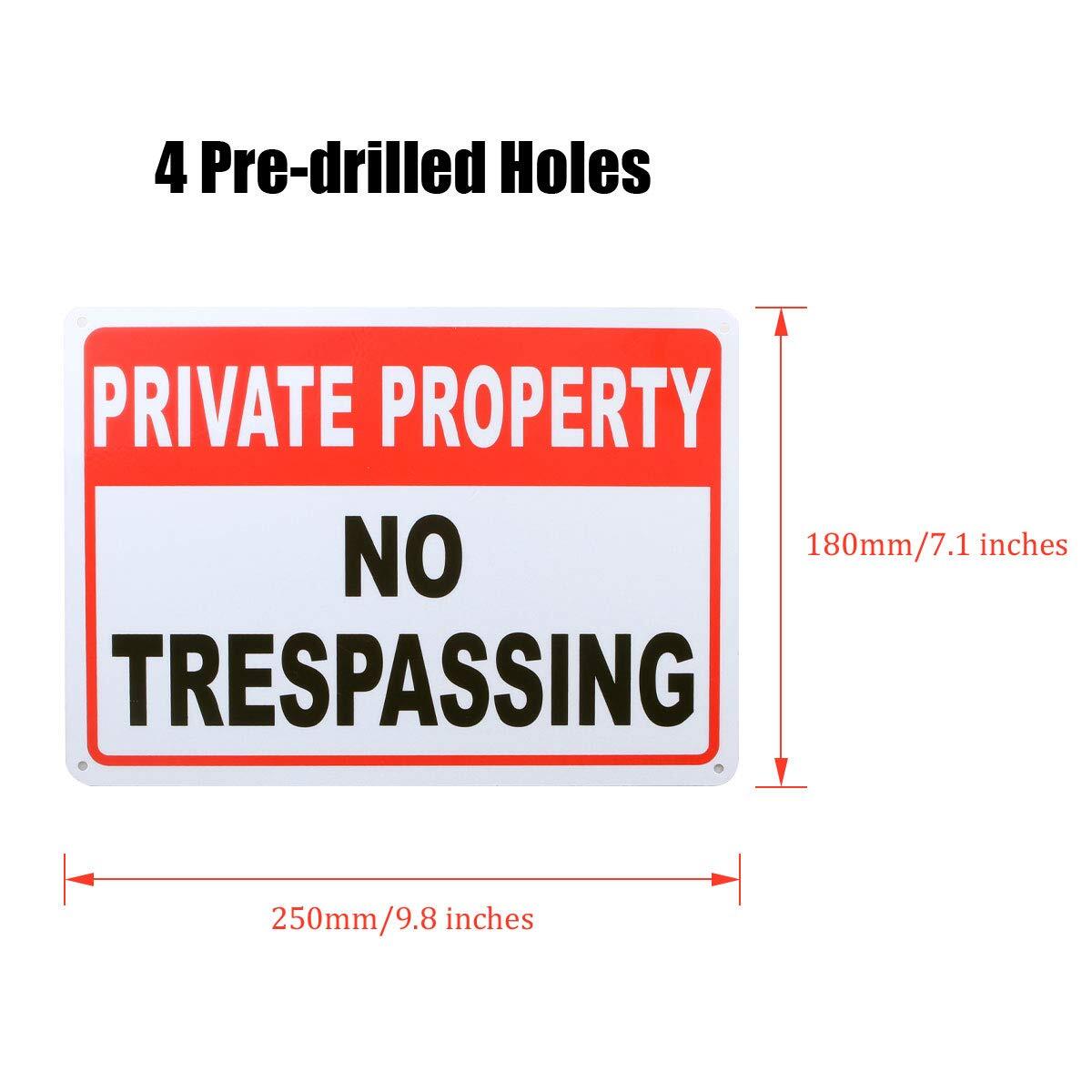 10 Pack No Trespassing Signs Private Property Aluminum Warning Sign 10″x 7″ .04″