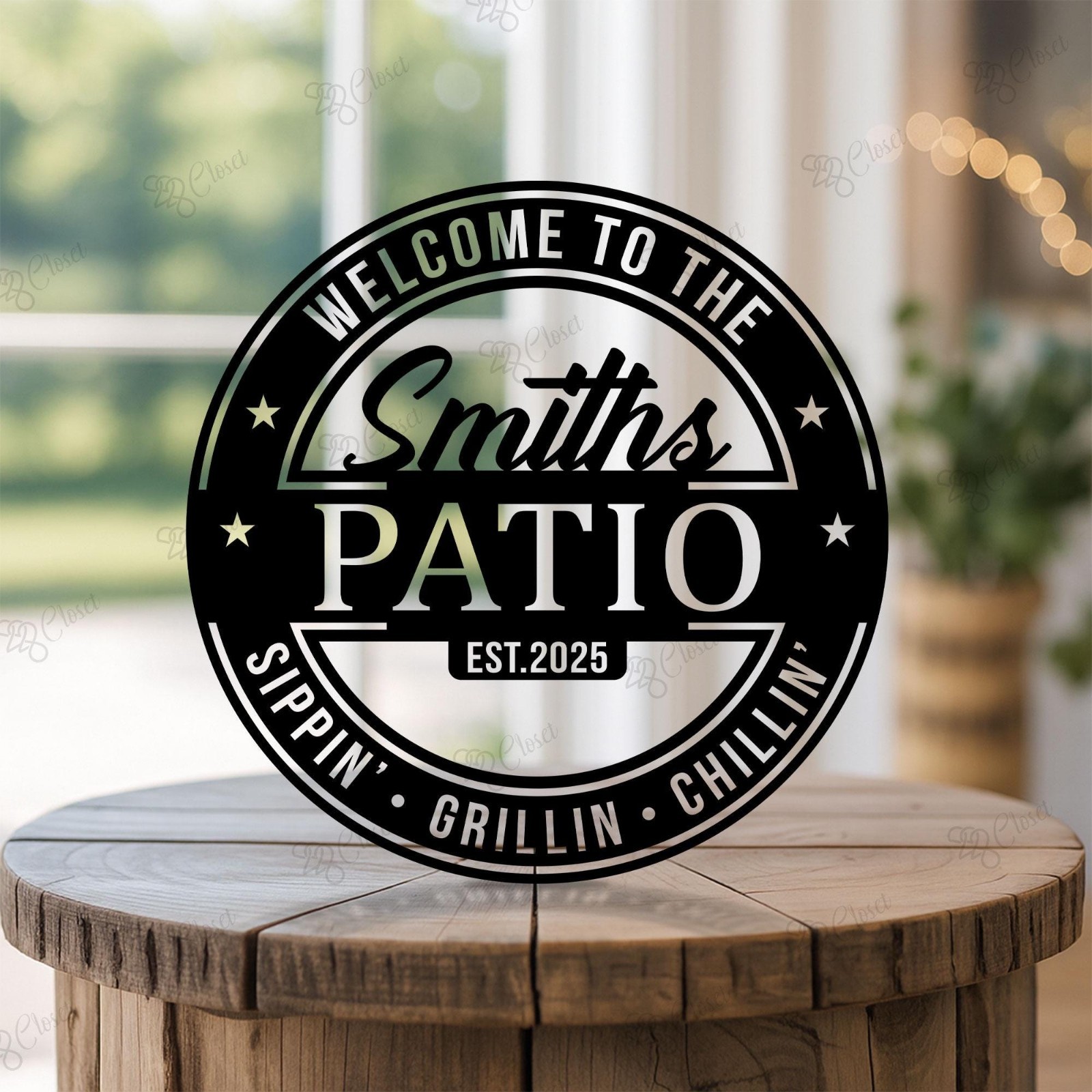 Custom Patio Metal Sign, Patio Lounge Sign, Personalized Family Name Sign