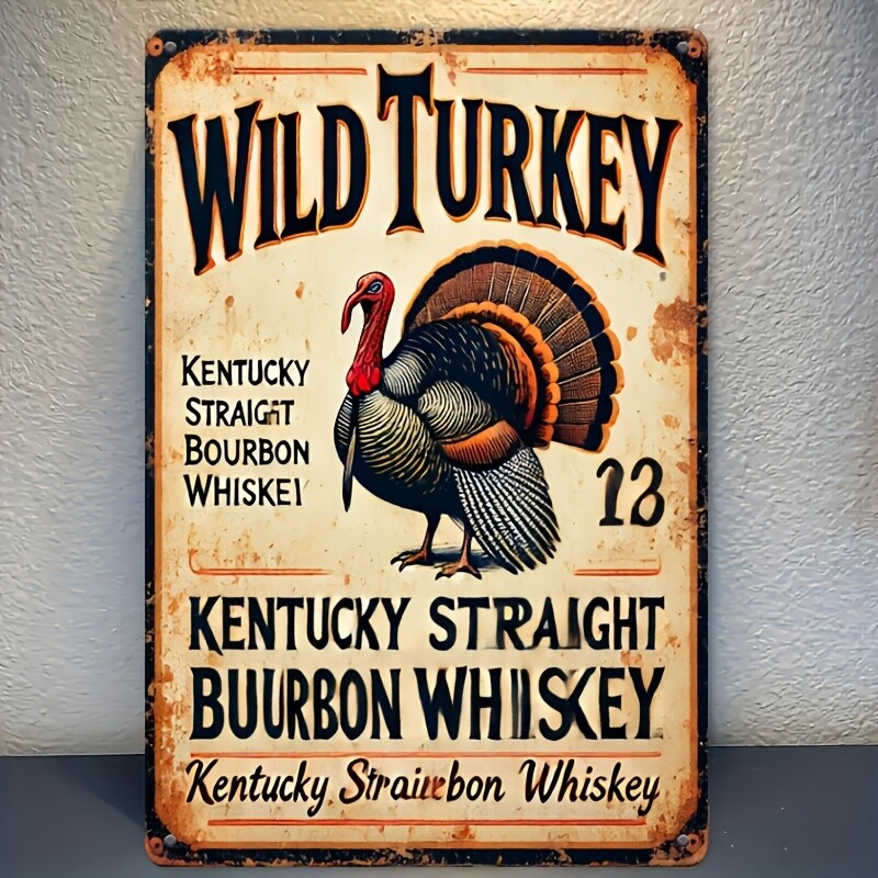 Wild Turkey Vintage Tin Metal Signs – Perfect for Coffee Shops, Kit Metal Signs