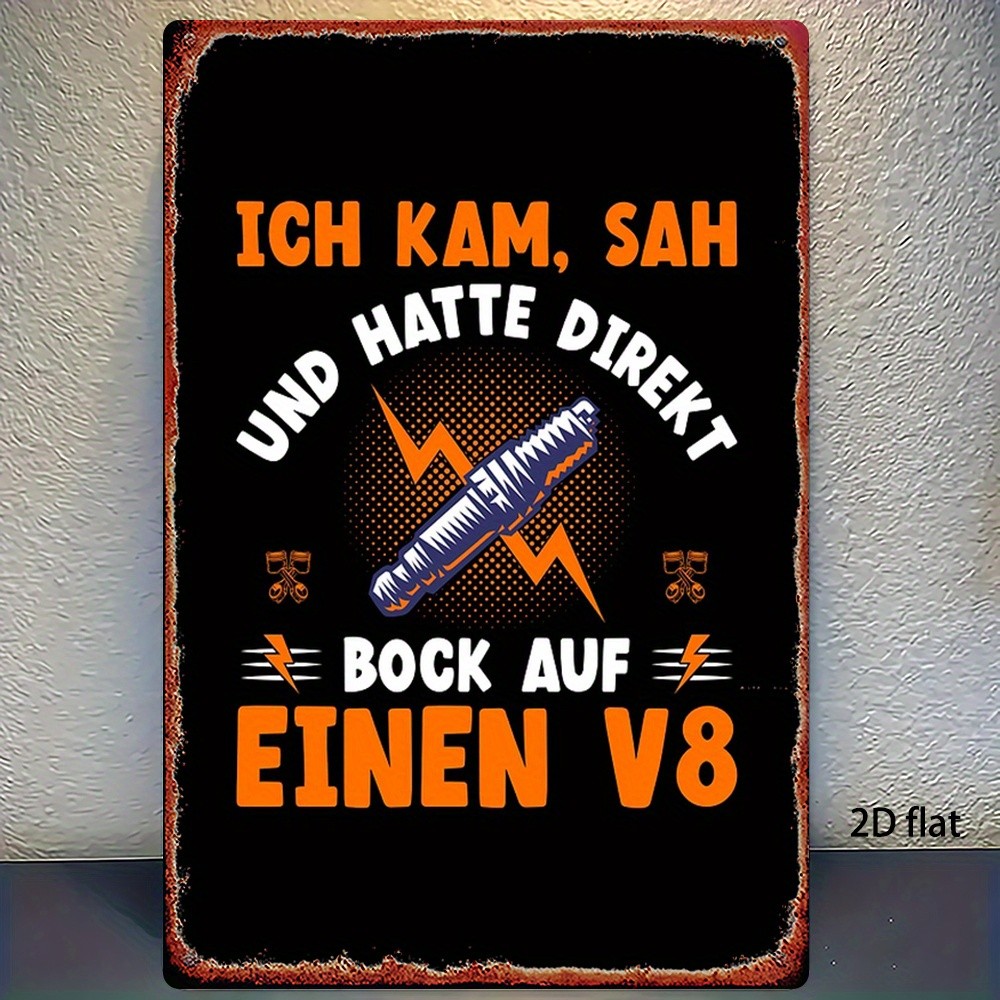 Metal Sign Tuner Tuning German V8 8X12 Inches Distressed
