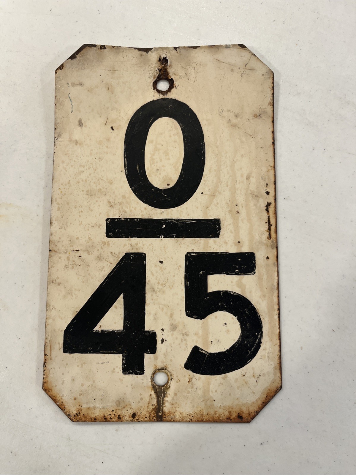Vintage Metal Number Sign 0 / 45 Rustic Industrial Farmhouse Decor Plate