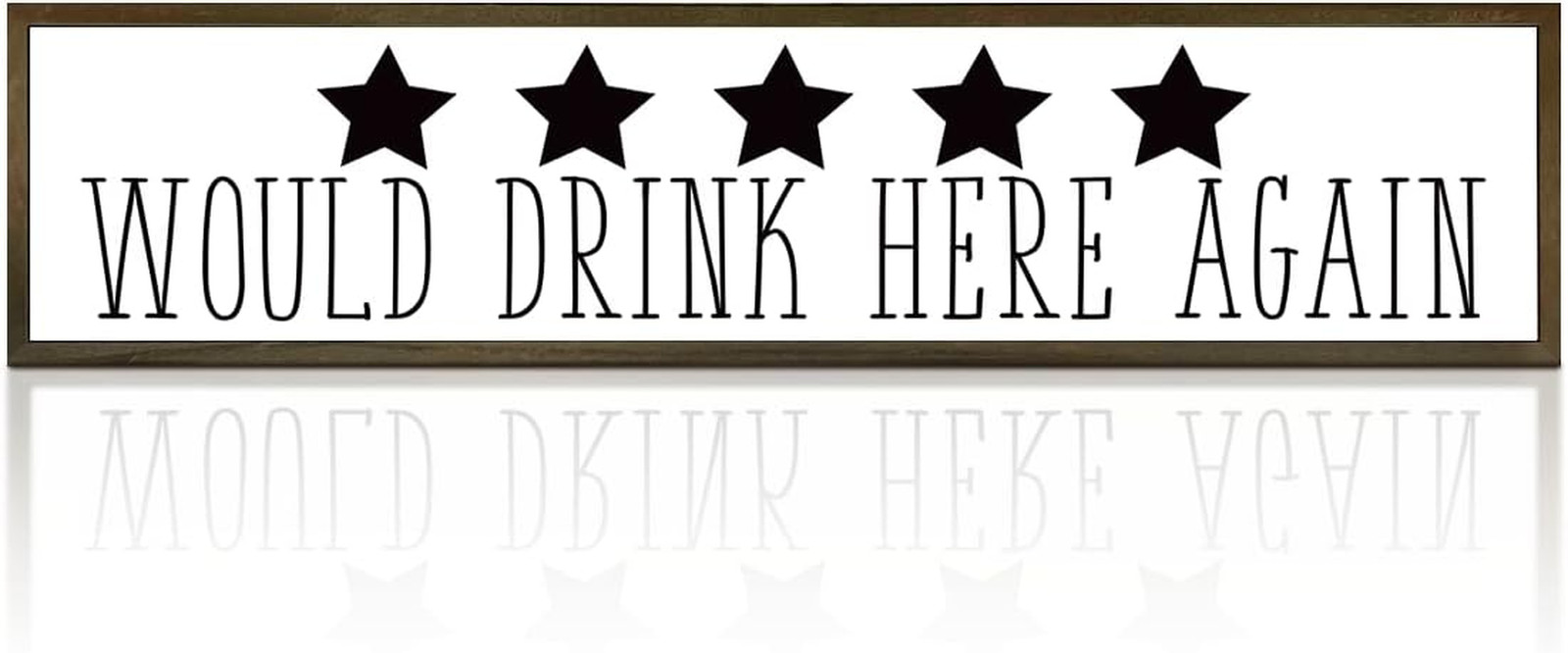 Rustic Wood Bar Sign, Would Drink Here Again Sign – Five Star Rating Decor, Gift