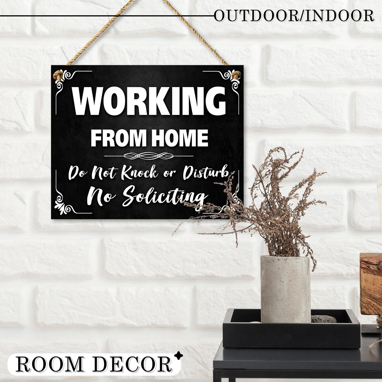 Working From Home Sign 10×8 Dibond Do Not Disturb Door Hanger Sign No Soliciting