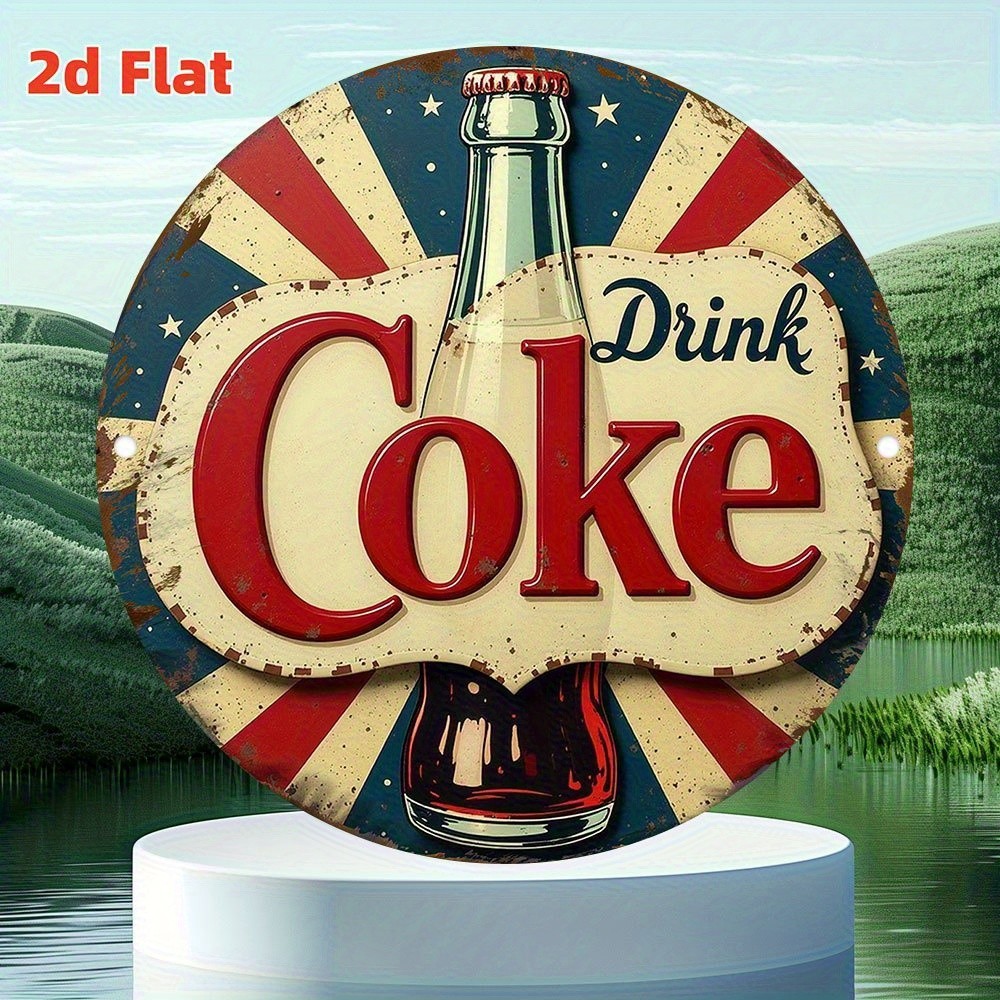 2D Flat, 1 Round Aluminum Tin Metal Signs 8×8 Inches – Vintage Americana Patriot