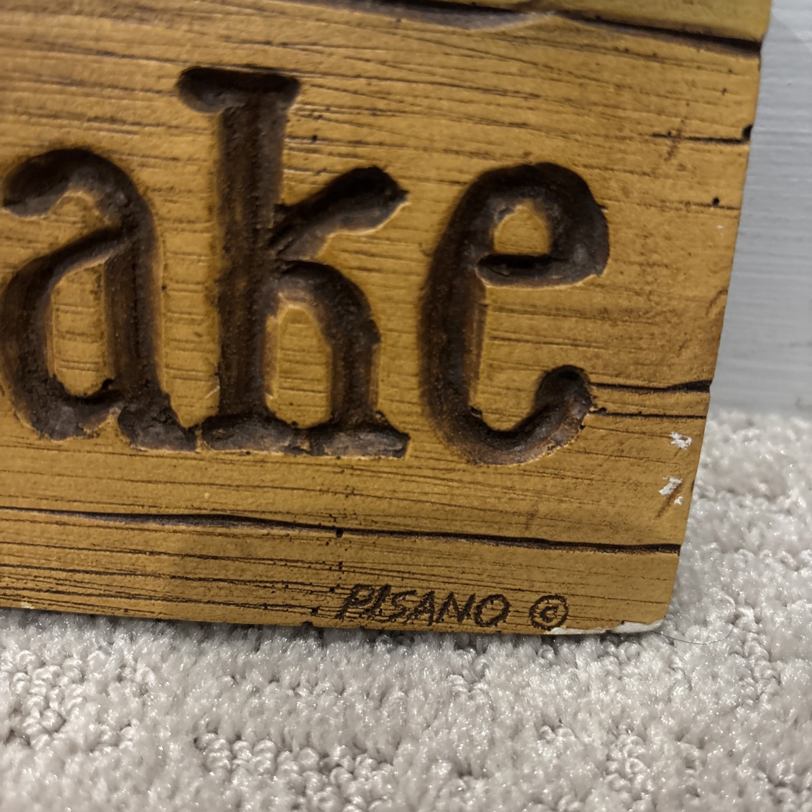 Vintage Style “Welcome To The Lake” Wood Grain Sign Al Pisano Engraved
