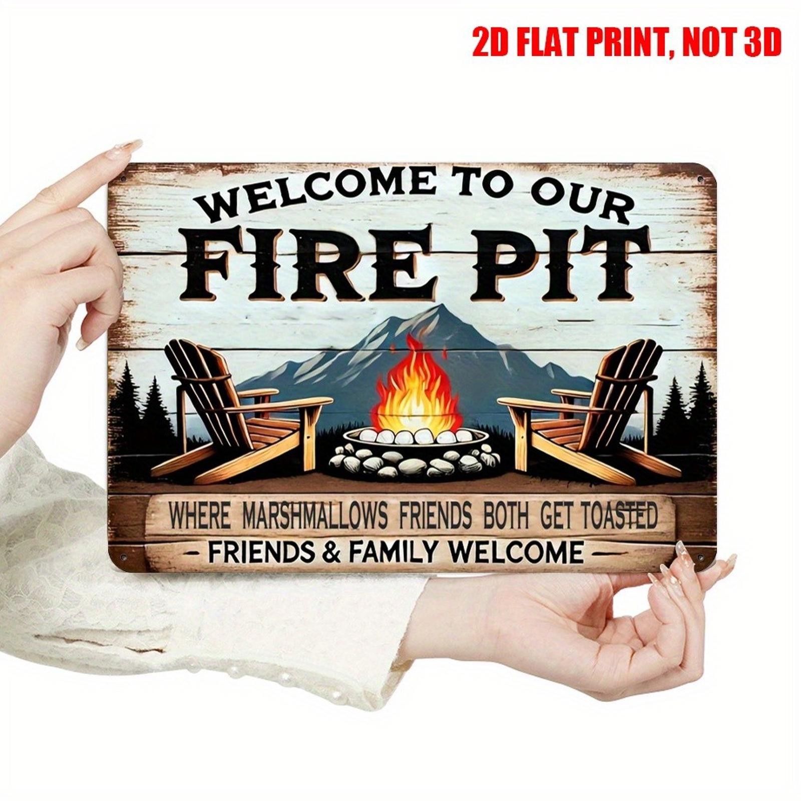 Fire Pit Metal Sign Vintage Welcome Funny Aluminum Sign 8×12 Decor