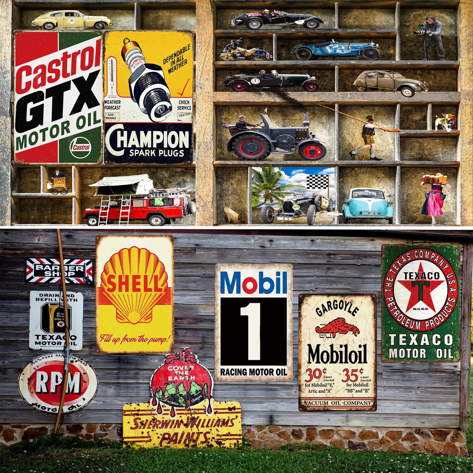 Vintage Gas Tin Signs Retro Oil Metal Signs for Garage Man Cave Bar Wall Decor 6