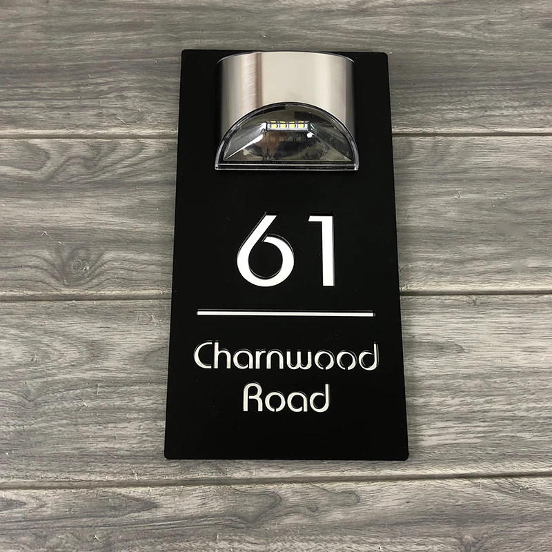 Personalized House Sign Solar LED Light Address Sign Street Name Door Plates