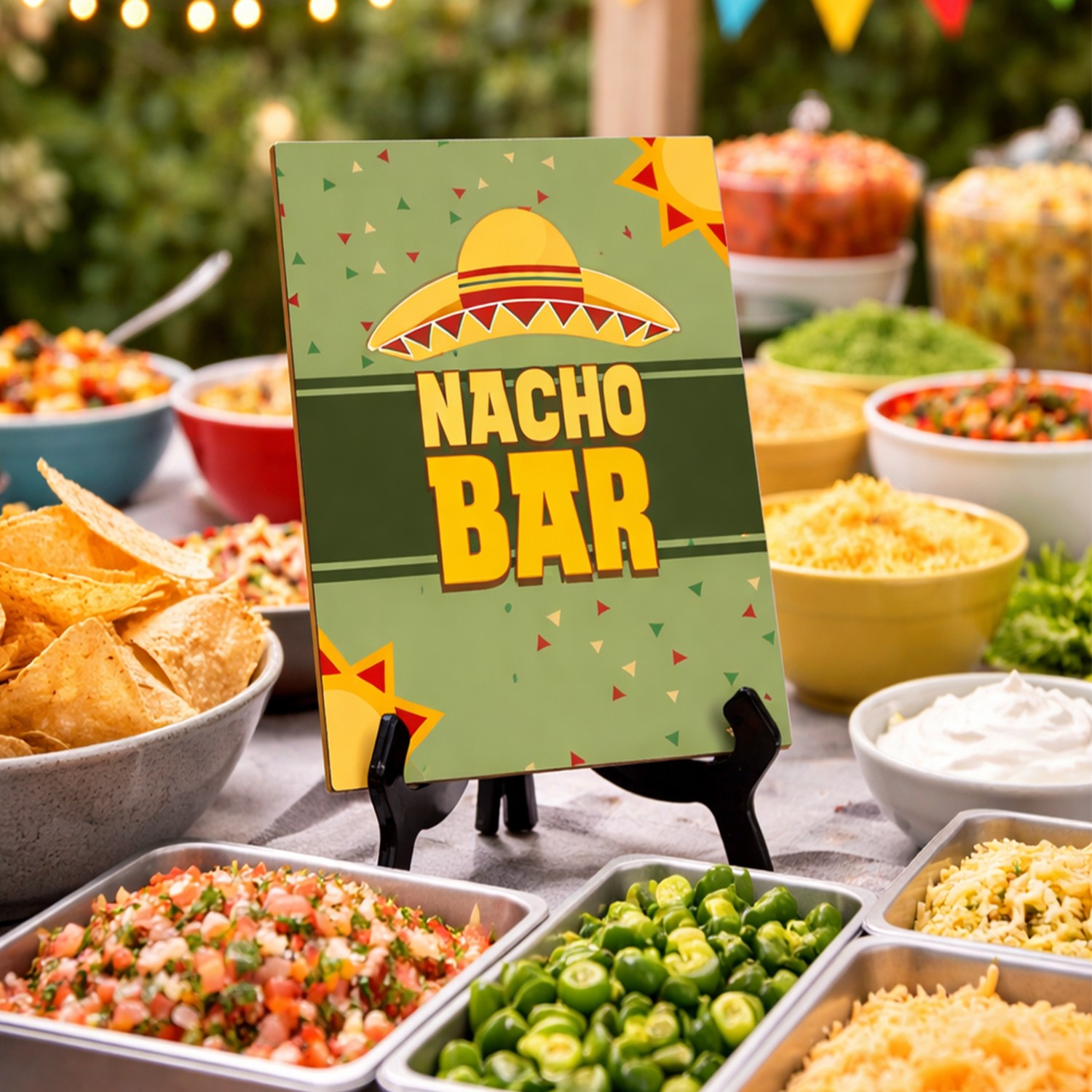 Signs ByLITA Nacho Bar Hat, Table Sign with Acrylic Stand (6×8“)