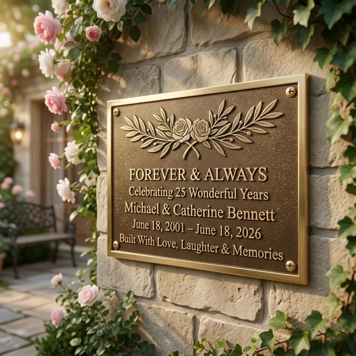 Custom Bronze Memorial Plaque, Personalized Garden Marker, Outdoor Name Plate