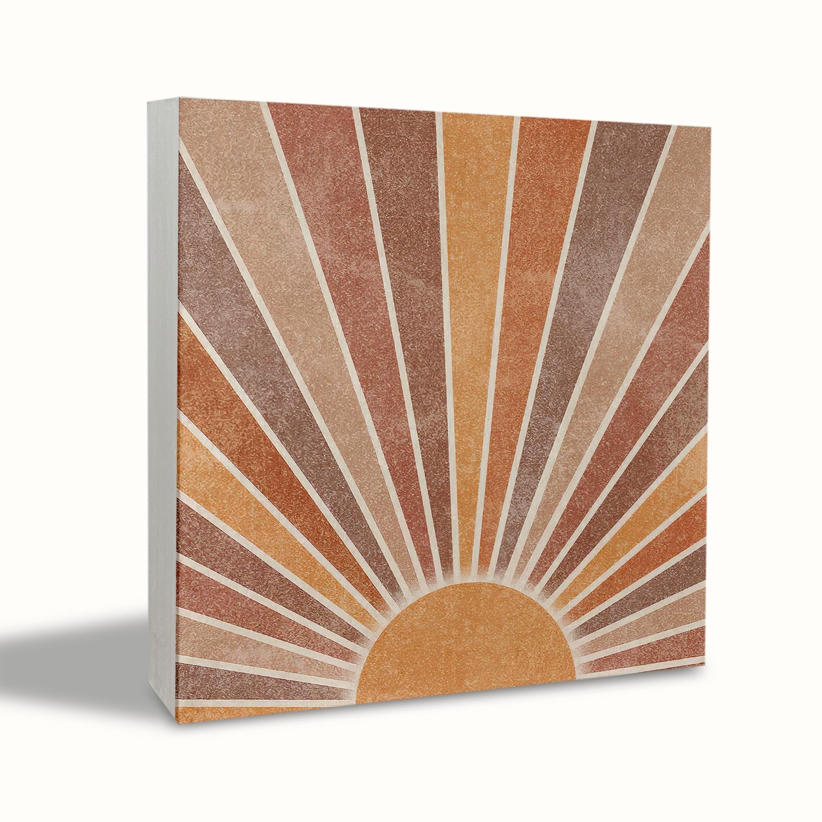 Boho Desk Decor – Retro Neutral Sunrise Sunset Sunshine Rustic Wood Block Pla…