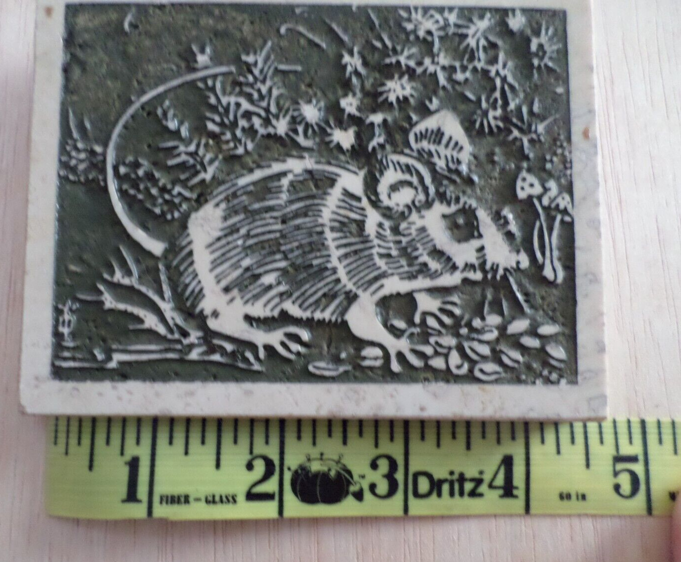 Unique Wall Art Natural Marble Plaque Engraved Field Mouse