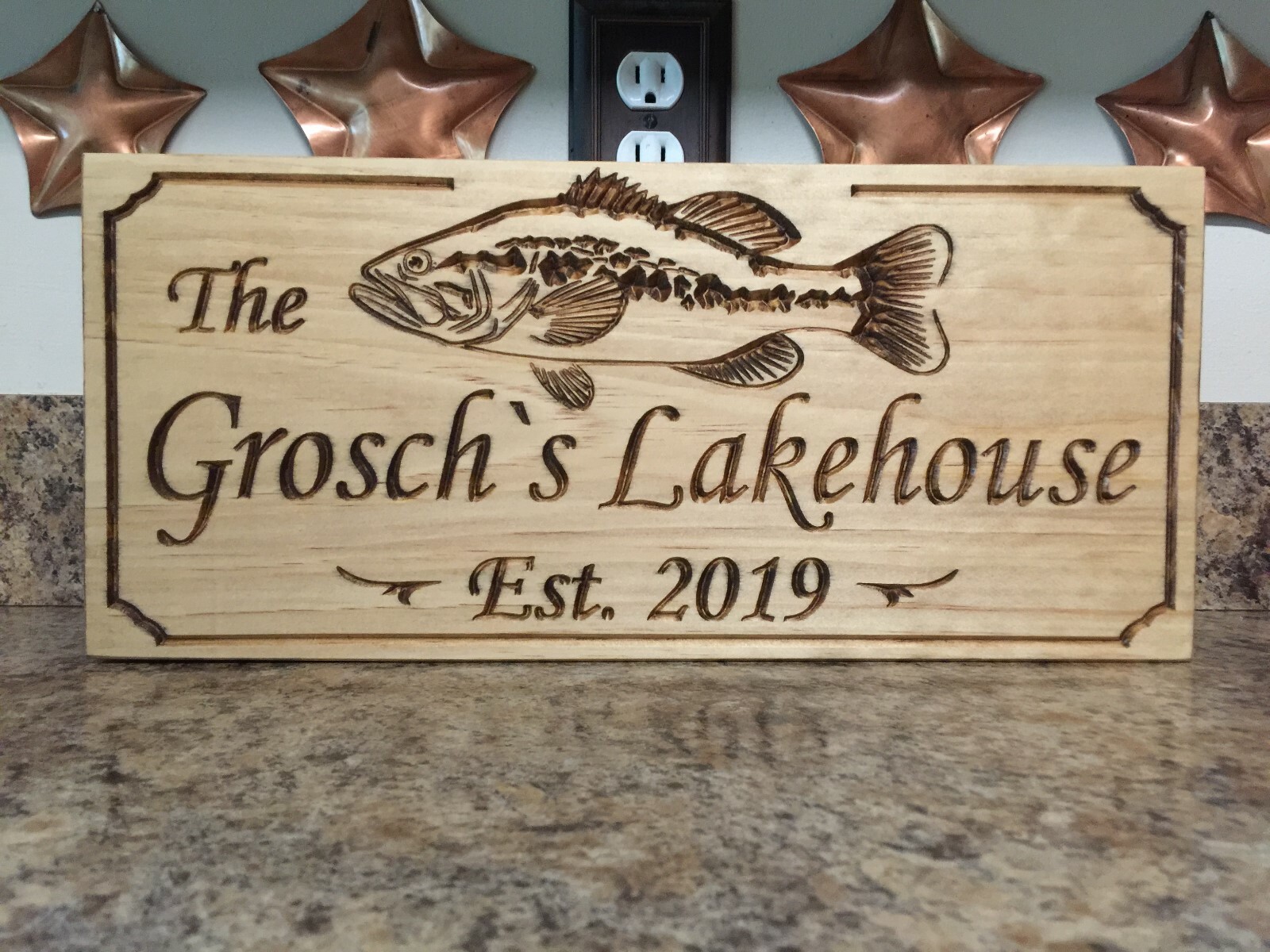 Personalized Cabin Vacation Lake House Family Campsite Signs Large Mouth Bass