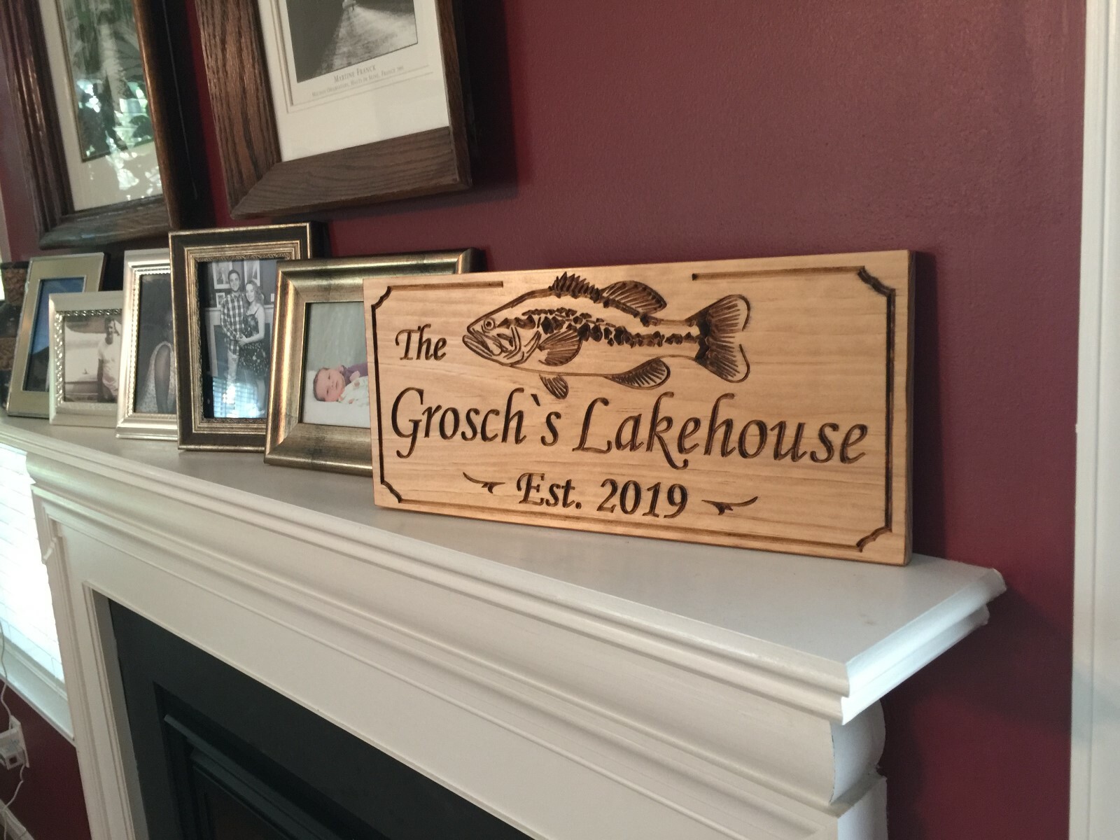 Personalized Cabin Vacation Lake House Family Campsite Signs Large Mouth Bass