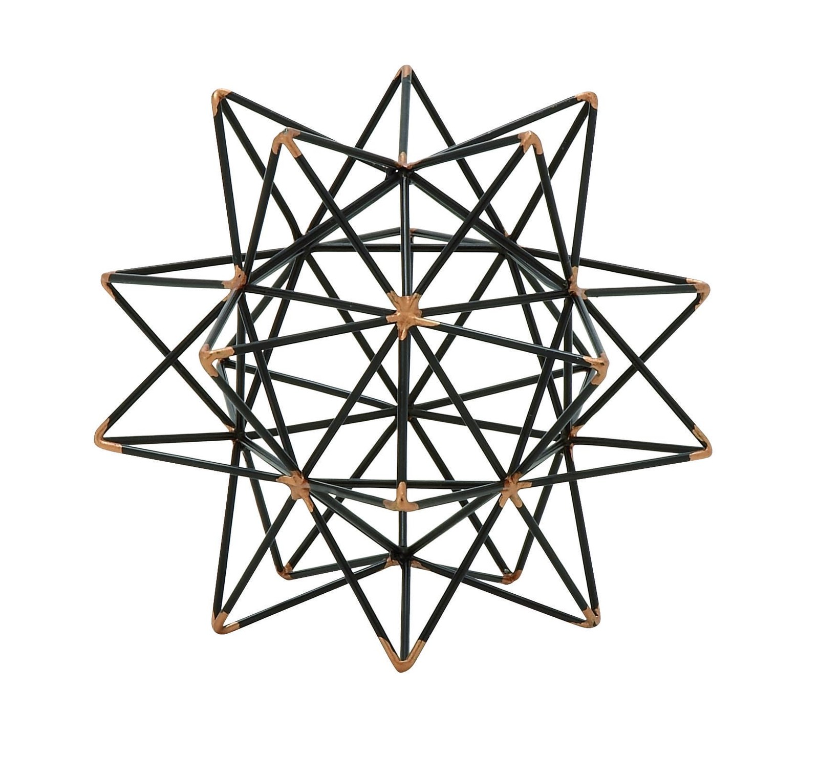 Metal Geometric Decorative Sculpture Home Decor Statue with Gold Accents, Acc…
