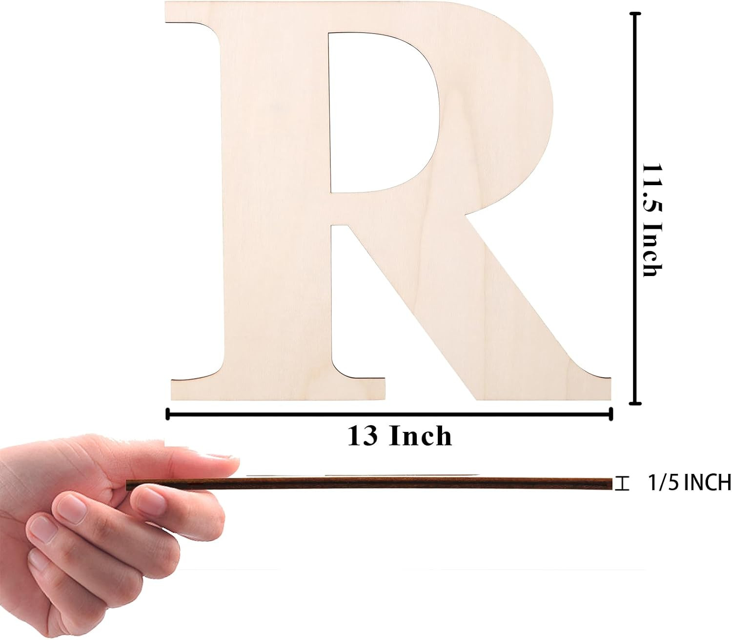 12 Inch Wooden Letter, Smooth Surface Wood Letters for Wall Decor, 1/5 INCH Blan
