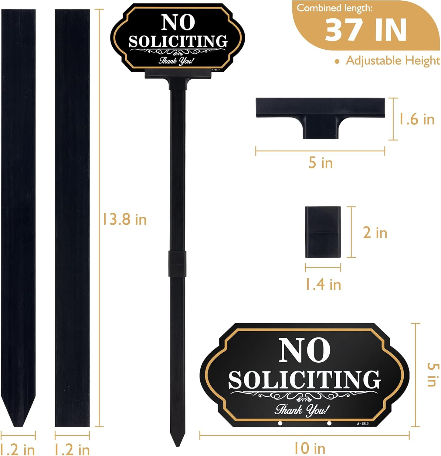 No Soliciting Sign for House with Stake – 50-Mil Thick Aluminum – 5X10 Inch/37 I