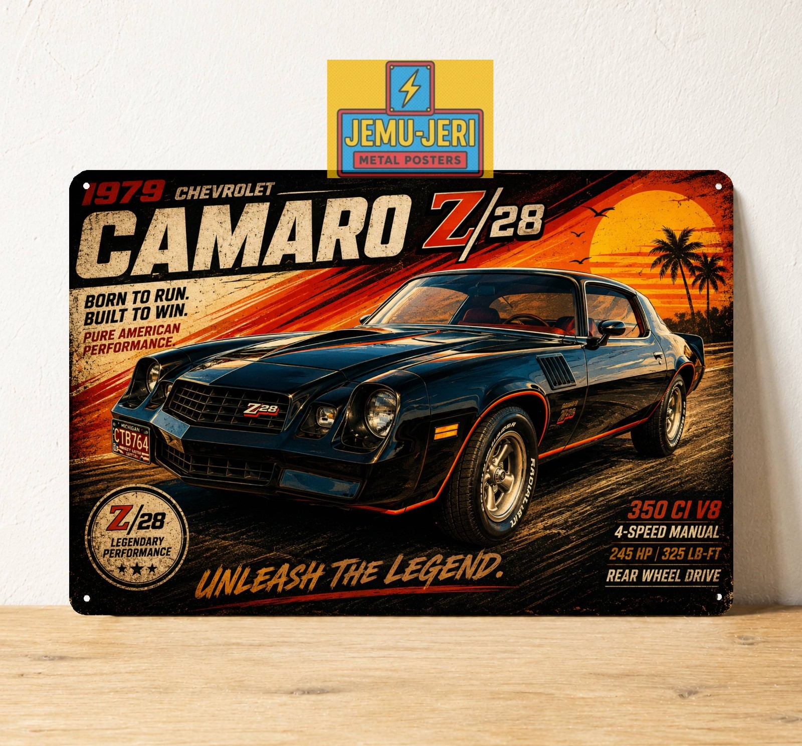 Chevrolet Camaro Z28 1979 Car Metal Poster Tin Sign 20x30cm