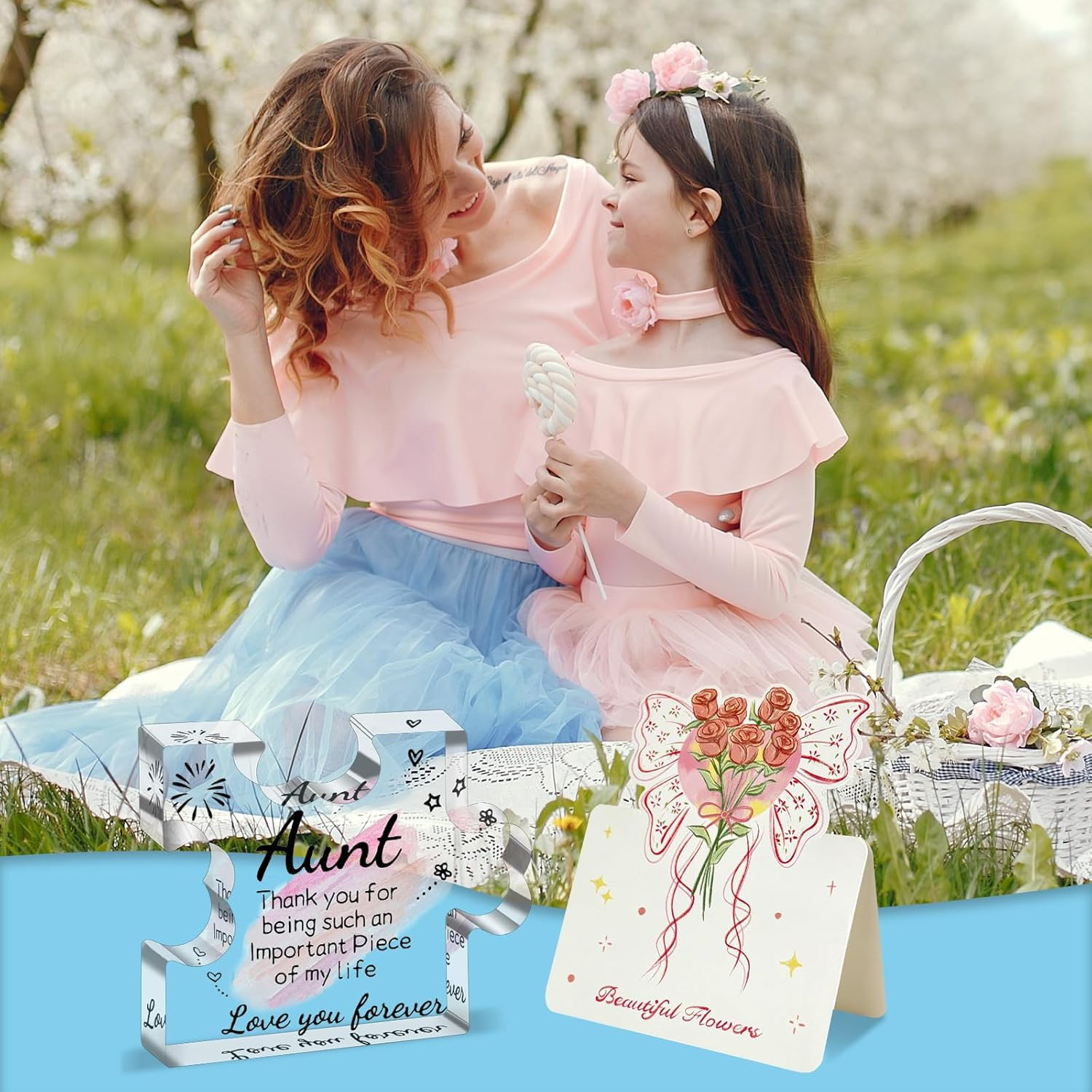 Aunt Gifts from Niece – Engraved Aunt Birthday Acrylic Puzzle Plaque- Shaped Pla
