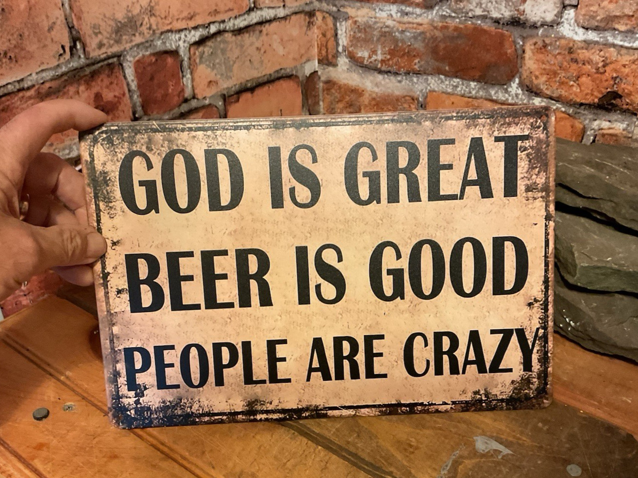 8″X12″ Vintage Patina Style “God is Great, Beer is Good” Sign…Ships Free!