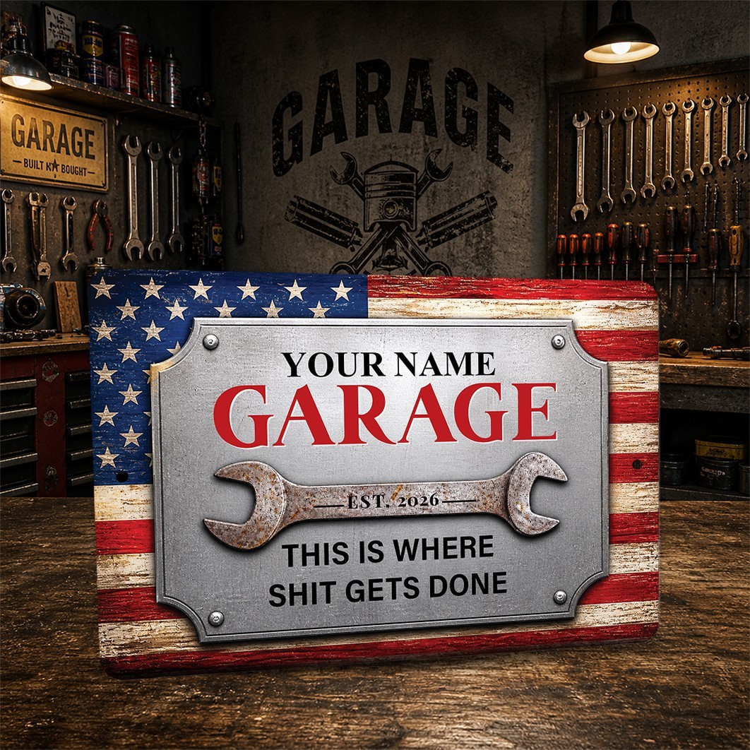 Personalized Garage Metal Sign Man Cave Custom Decor Gift