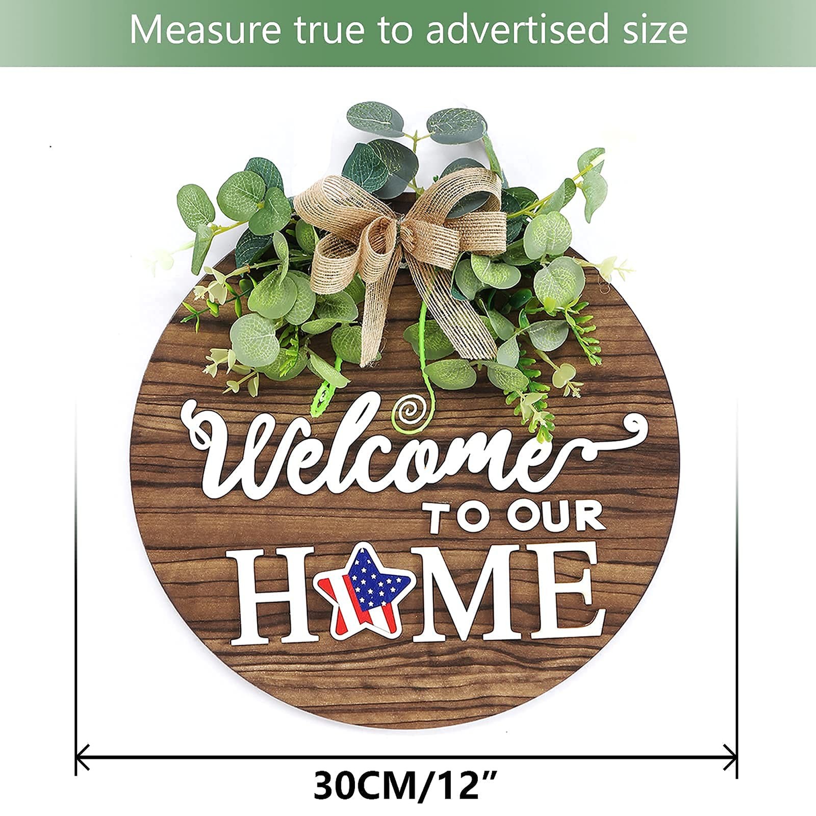 12in Rustic Round Wood Welcome Sign Front Door Decoration Farmhouse Porch design