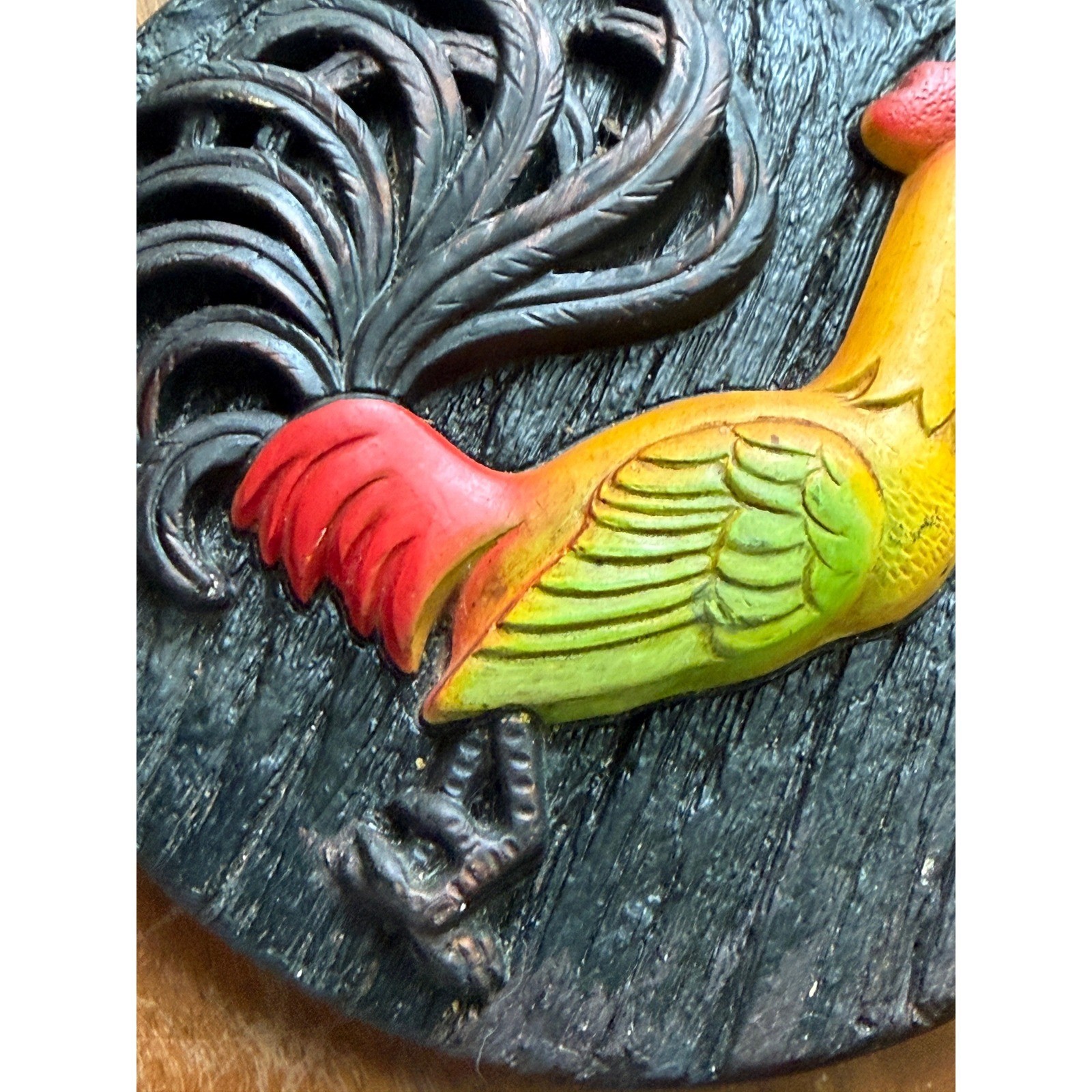 Vintage Rooster Wall Plaque Chalkware Farmhouse Decor