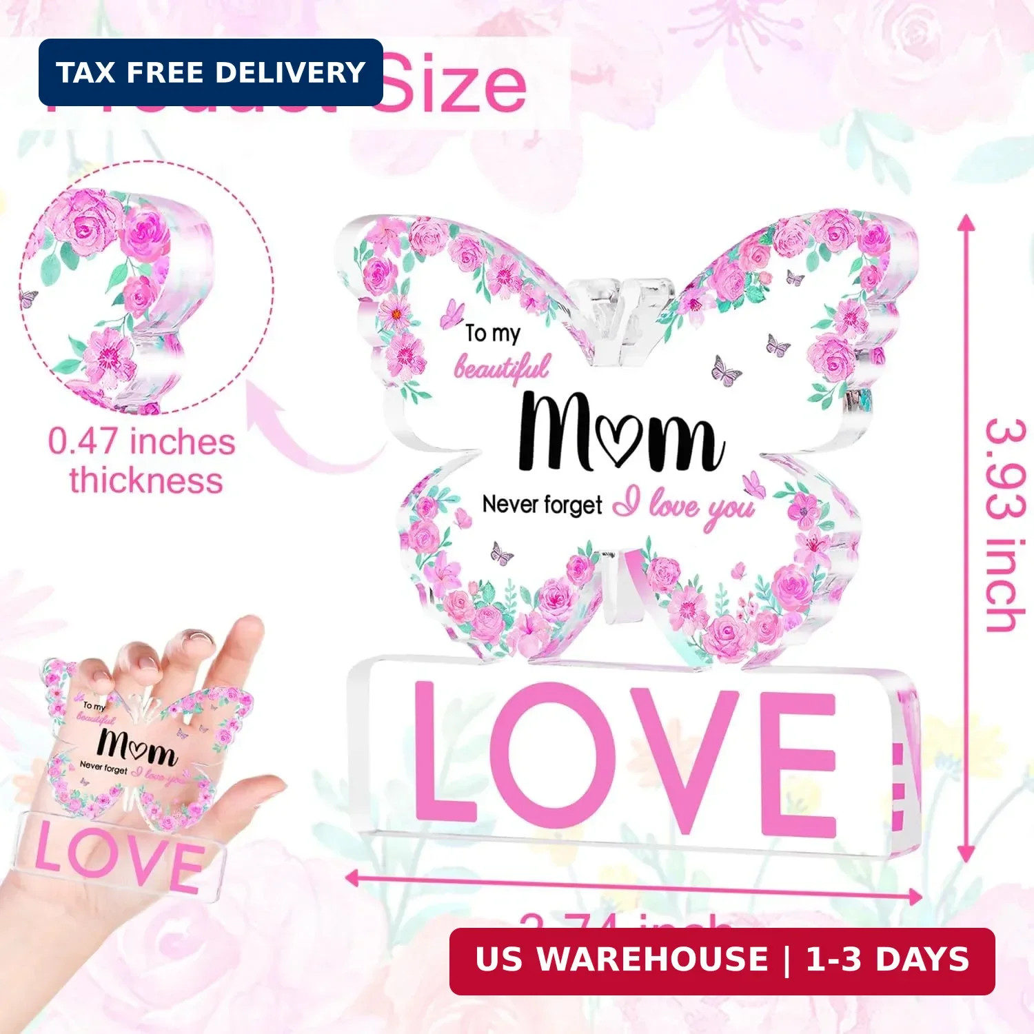 Gifts for Mom – Butterfly Acrylic Plaque, Birthday Valentines Day Presents