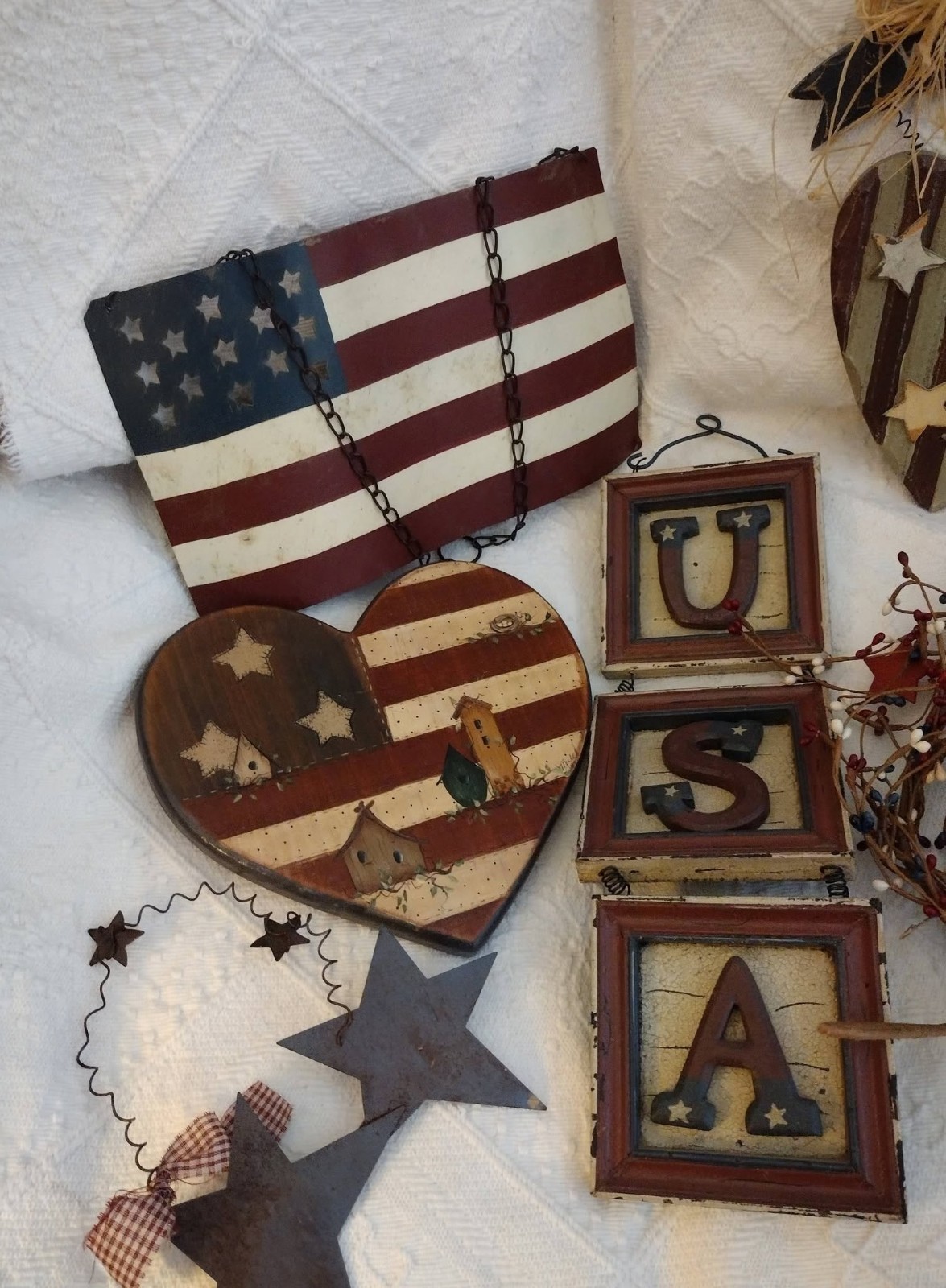 Metal/Wood Patriotic Old Glory Americana Flag Barn Star Wall Decor Gathering Lot
