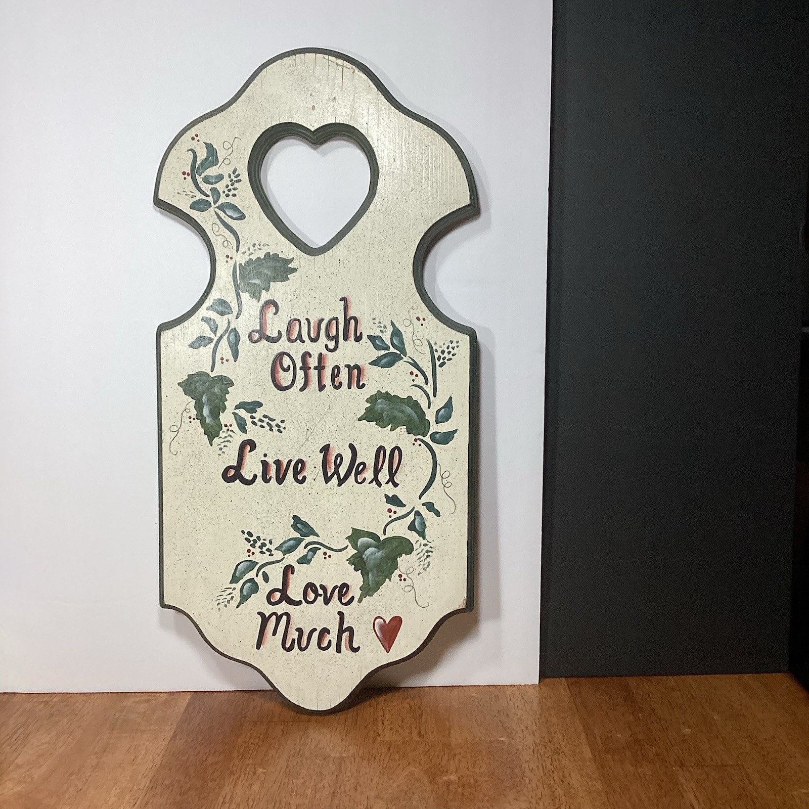 Solid Wood Wall Hanging Heart Cut Out Love Much Farmhouse Cottage Decor