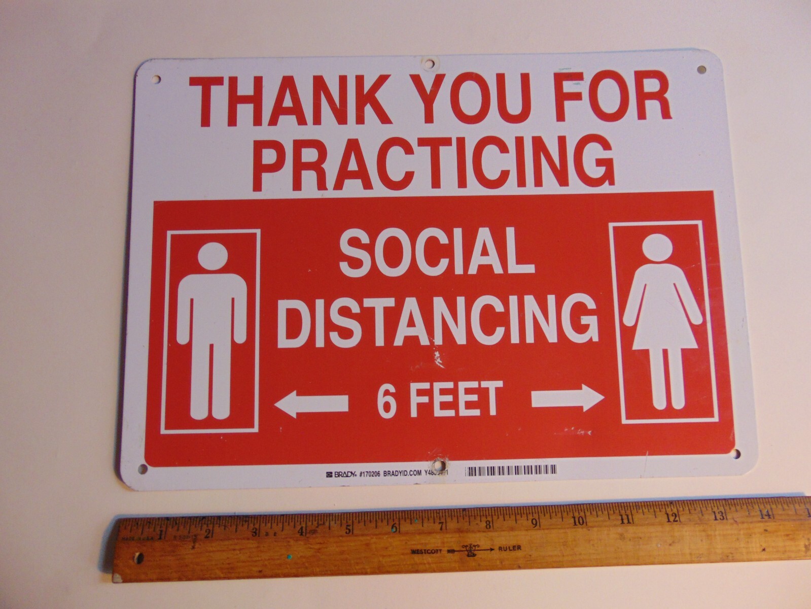 Metal Sign Thank You for Practicing Social Distancing 6 Feet -14×10-inch