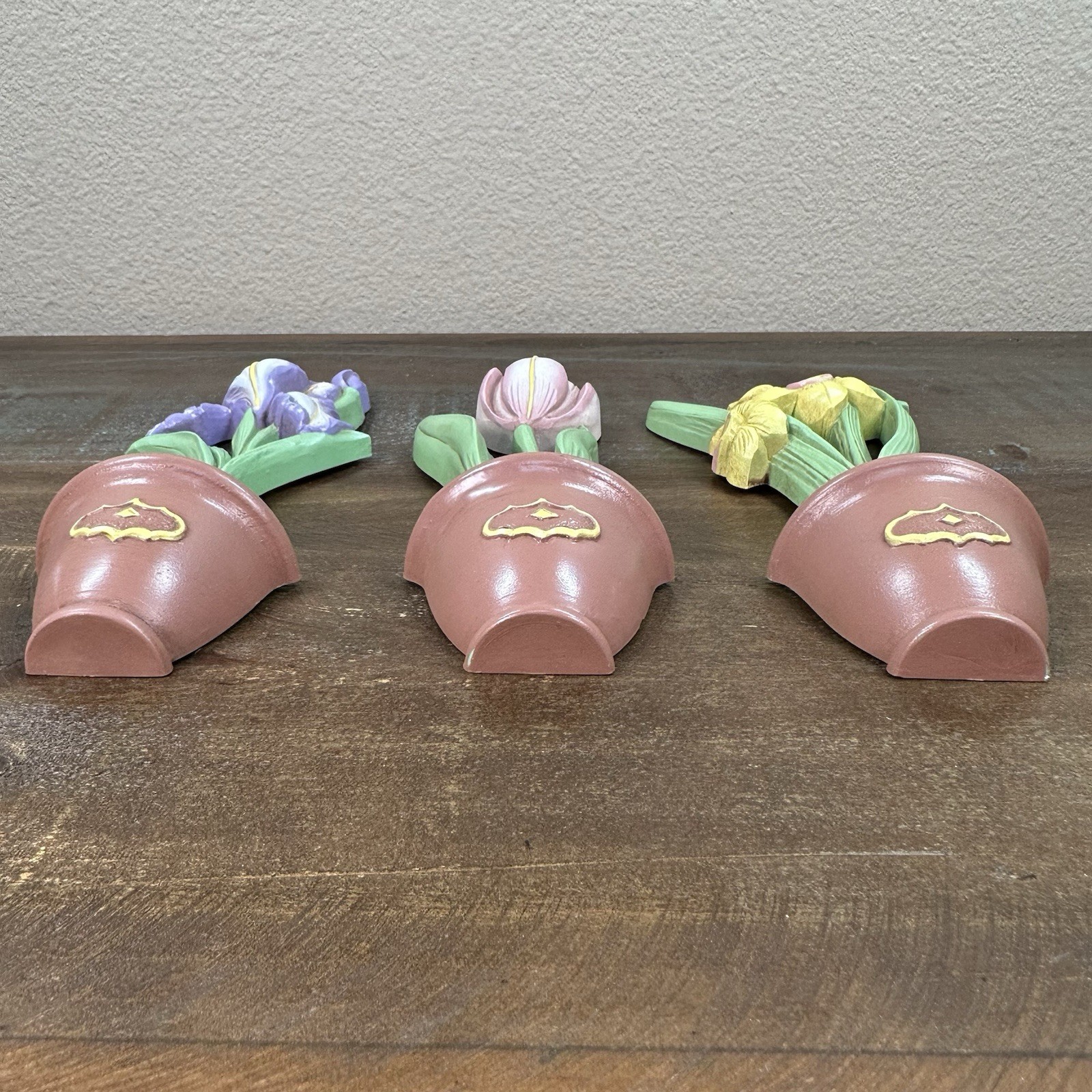 Vintage Homco Plastic Flower In Pots Wall Plaques / Wall Décor Made in USA 8”