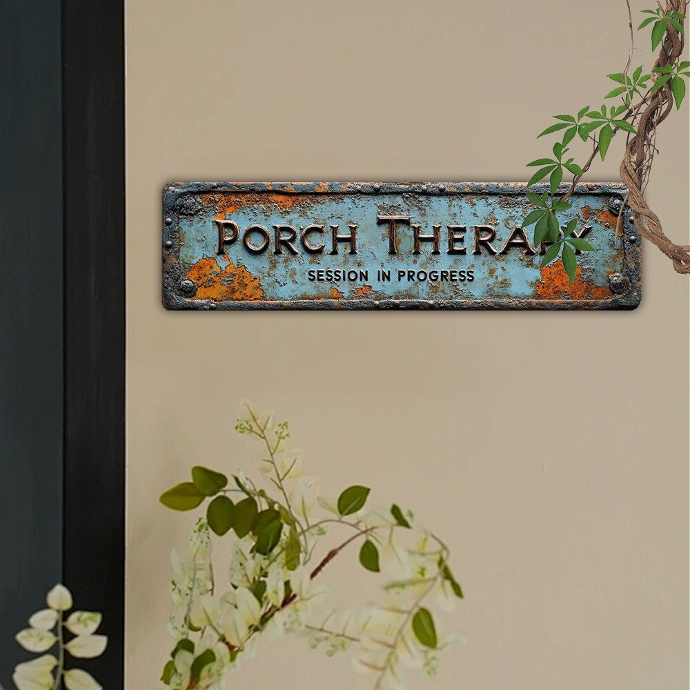 Metal Porch Therapy Sign Vintage Metal Tin Sign Wall Art Decor Home Clinic Decor