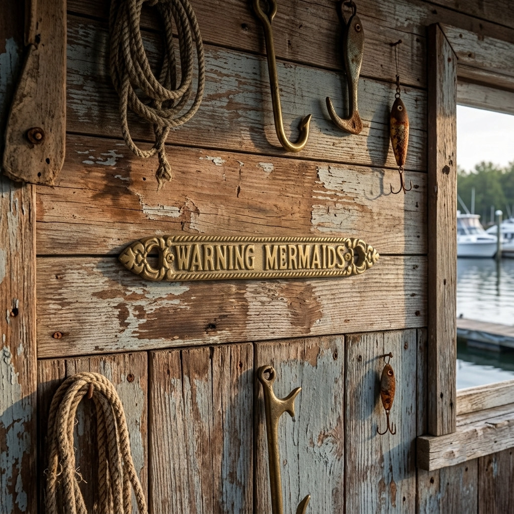 Warning Mermaids Aluminum Alloy Wall Plaque Sign Nautical Beach Boat Decor
