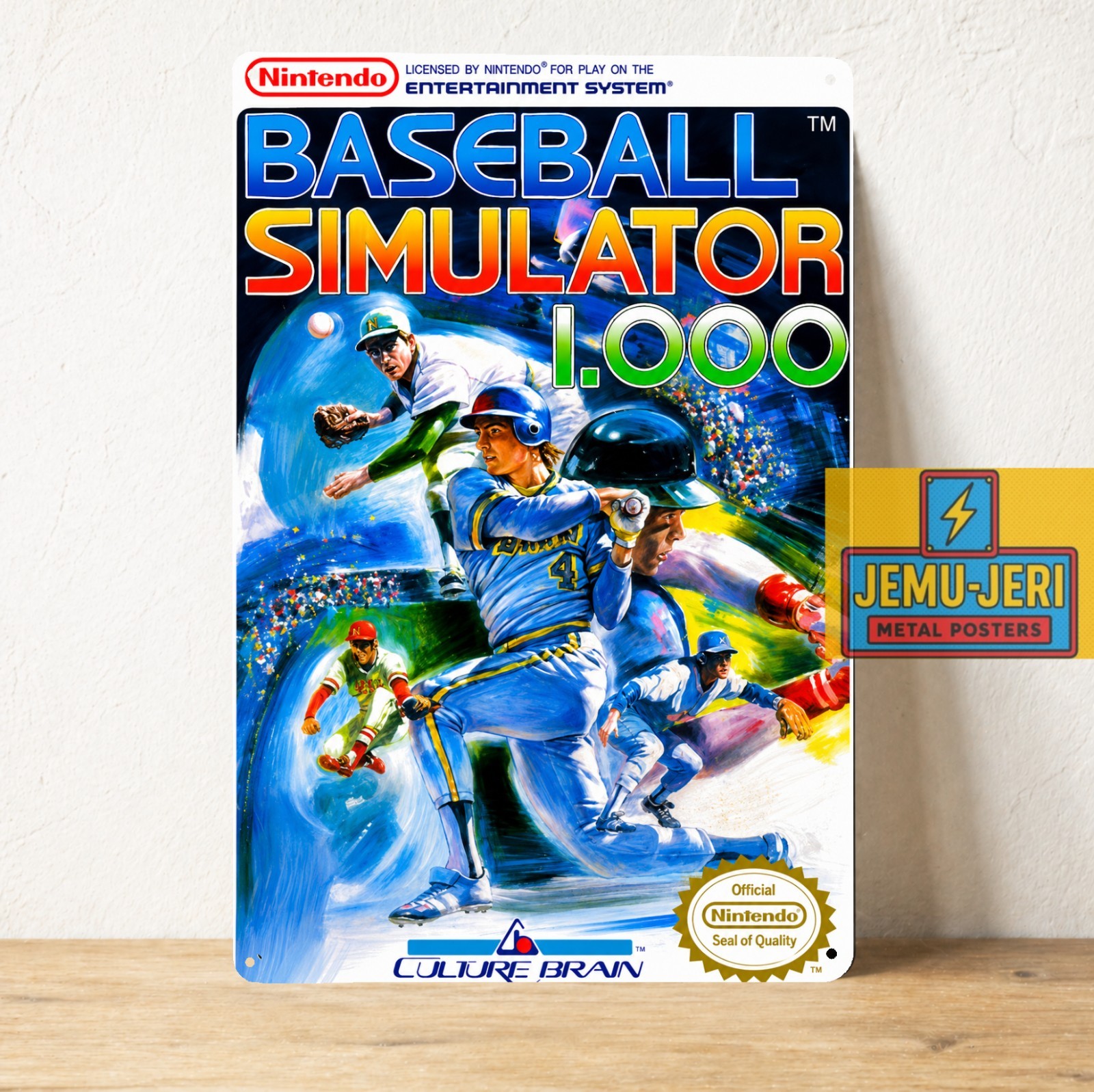 Baseball Simulator 1.000 Vintage Nintendo Nes Video Game Metal Poster Sign