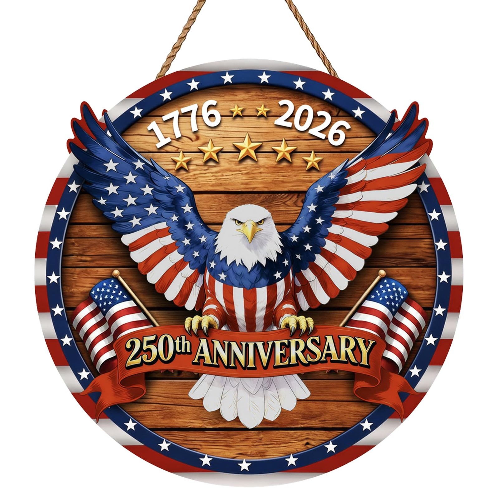USA 250th Anniversary Decoration, Wooden 4th of July Eagle Door Sign 17762026…