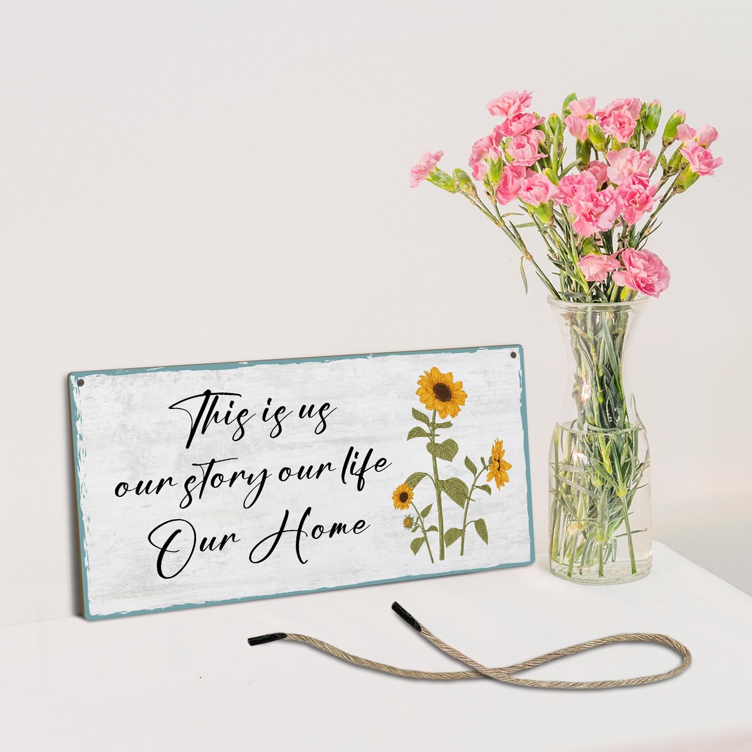 HOUSPEAK Wooden Sign, Rustic Wall Art, 10 x 5 x 0.1 inches, White, multicolor