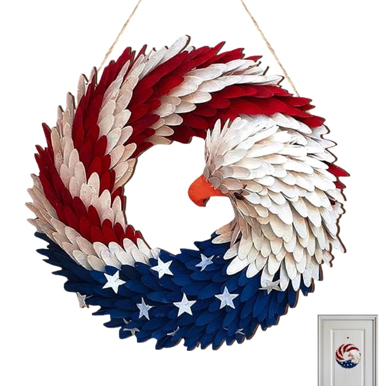 American Flag Bald Eagle Wreath Patriotic Americana Memorial Day Door Decor