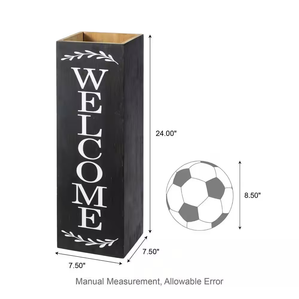 24 In. H Double Sided Solid Wood Black Boxed “WELCOME PORCH” Porch Sign