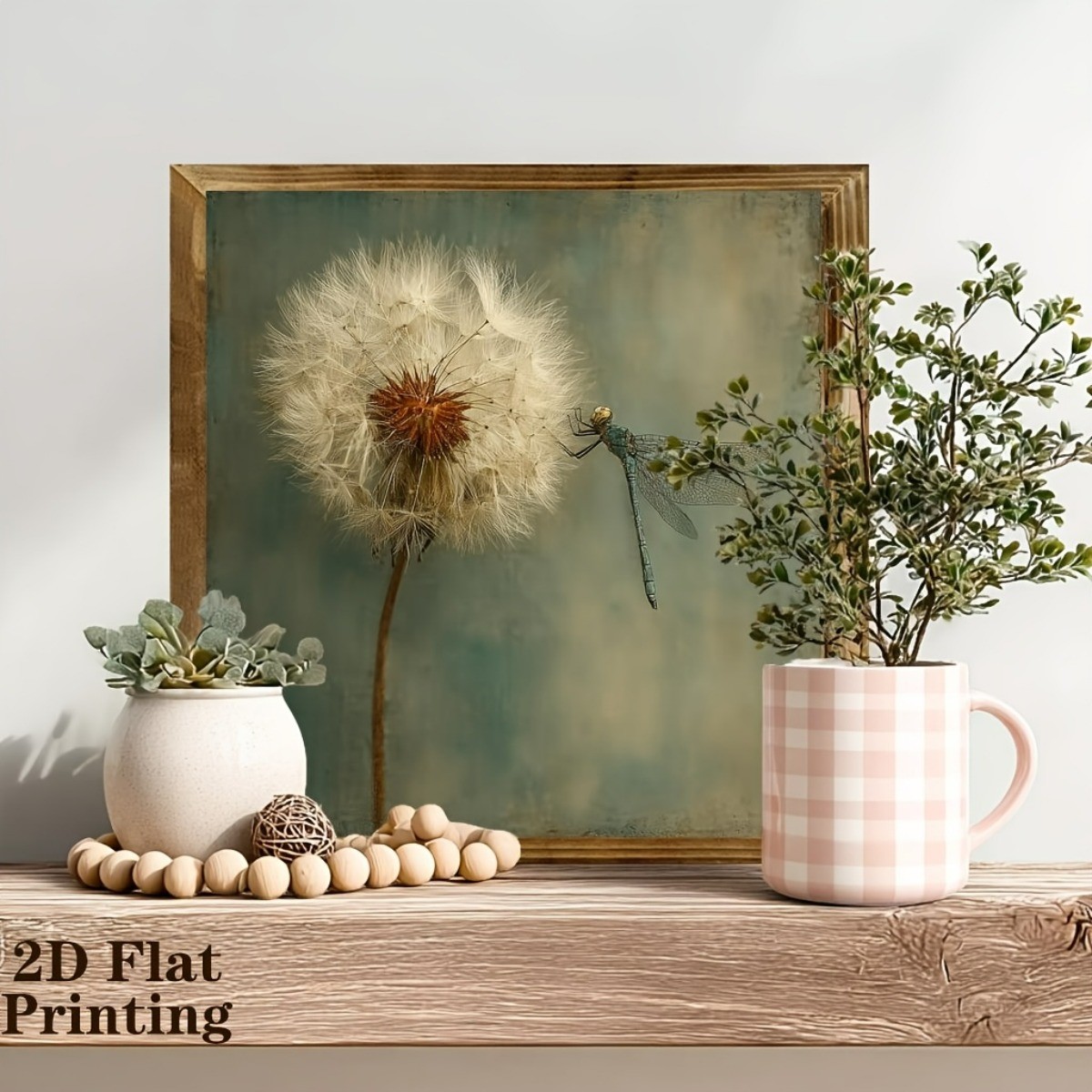Rustic Dandelion Dragonfly Wooden Sign Farmhouse Decor for Bedroom Living Room
