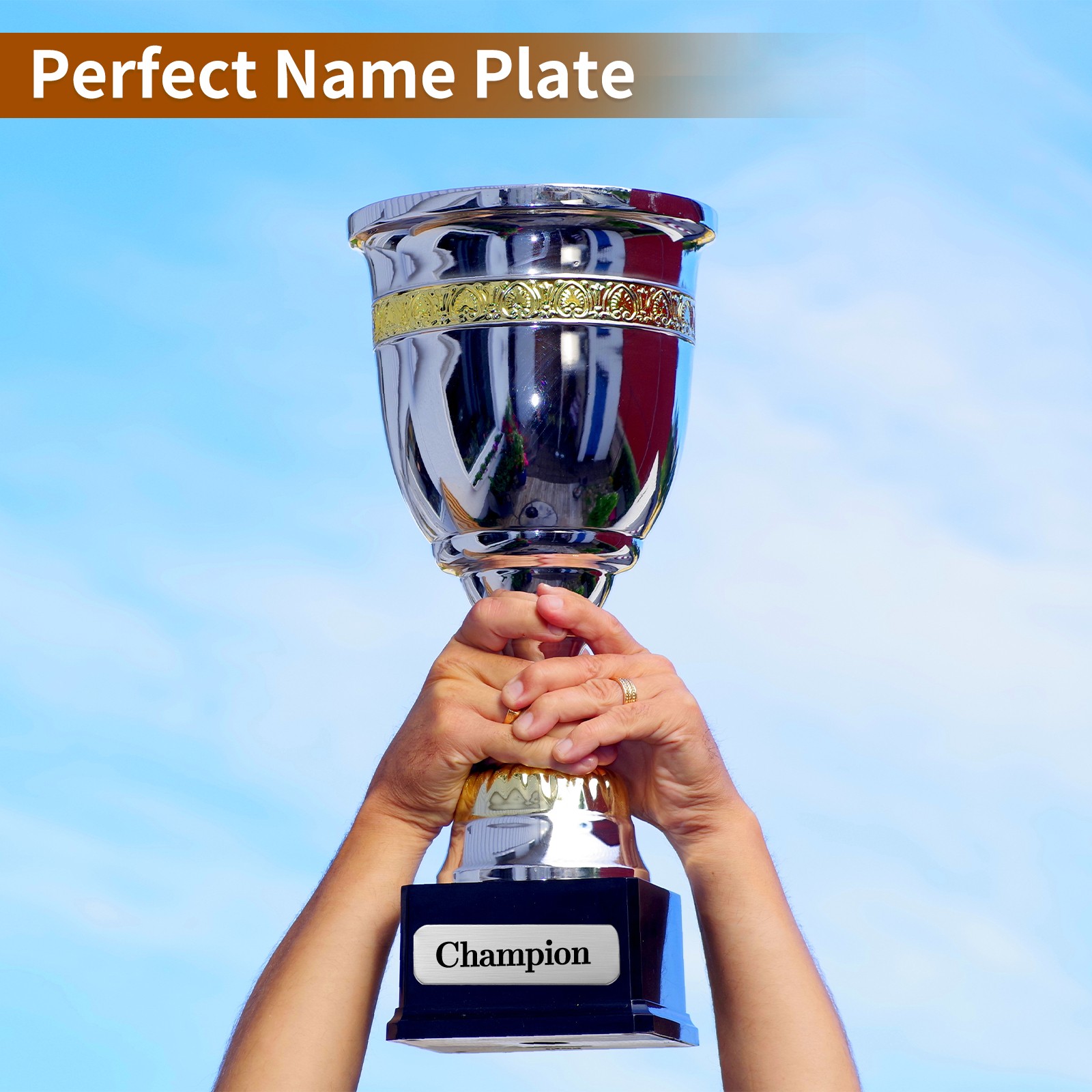 6Pcs Blank Name Plates, 2 x 0.6″ Brushed Engraved Plate, Silver