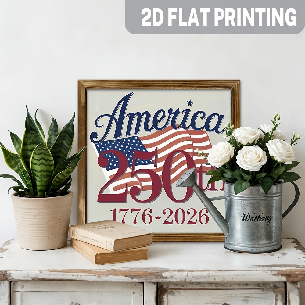 America 250th Anniversary 1776-2026 Flag Wall Art, Patriotic Home Decor