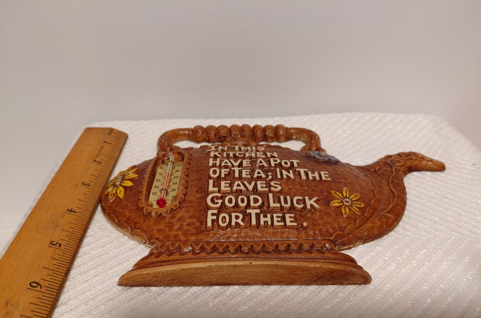 Vintage kitchen Tea sign with thermometer – Multi Products Inc. USA 1251