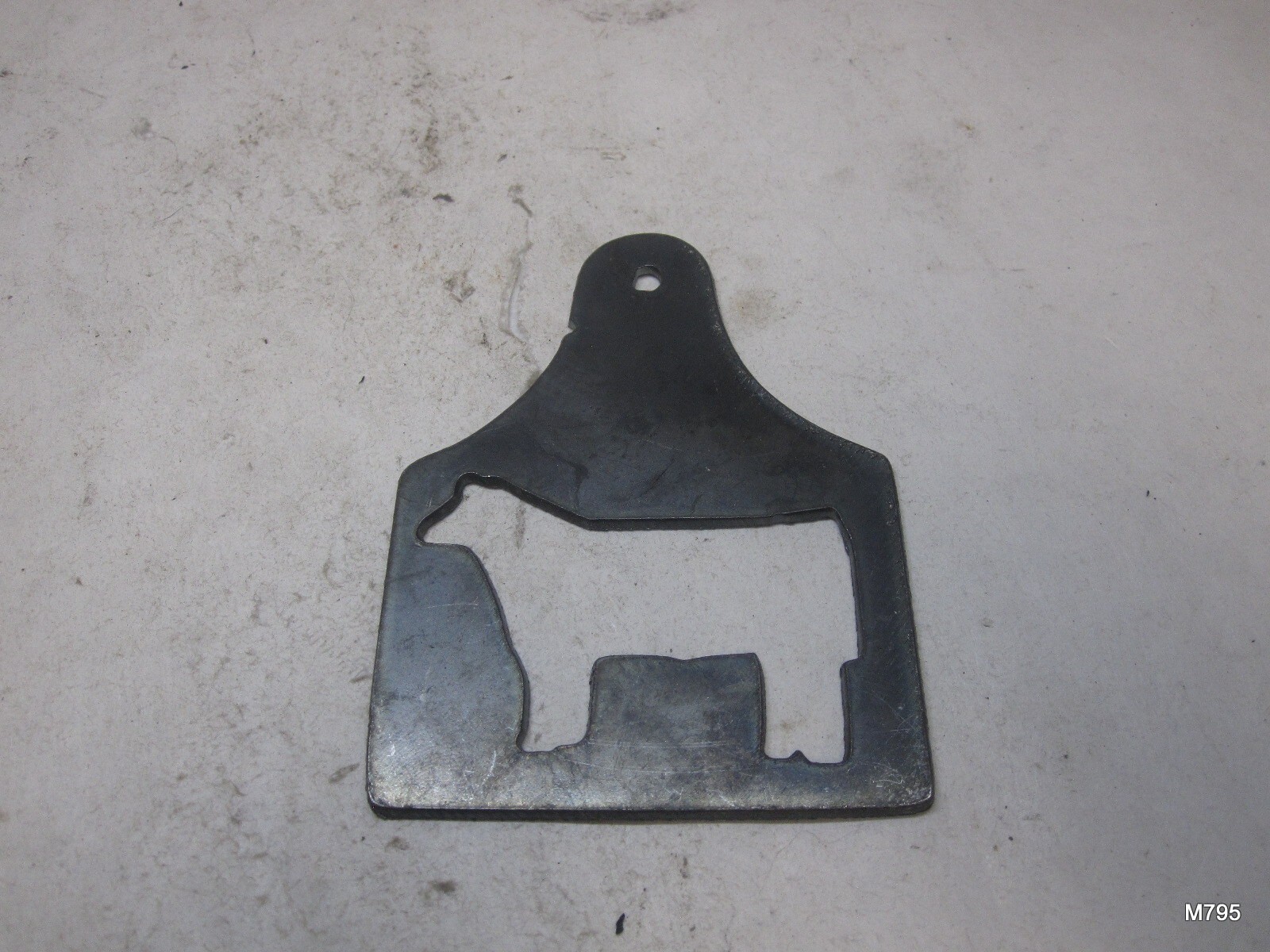 Single Raw Steel Bovine Ear Tag Metal Wall Art